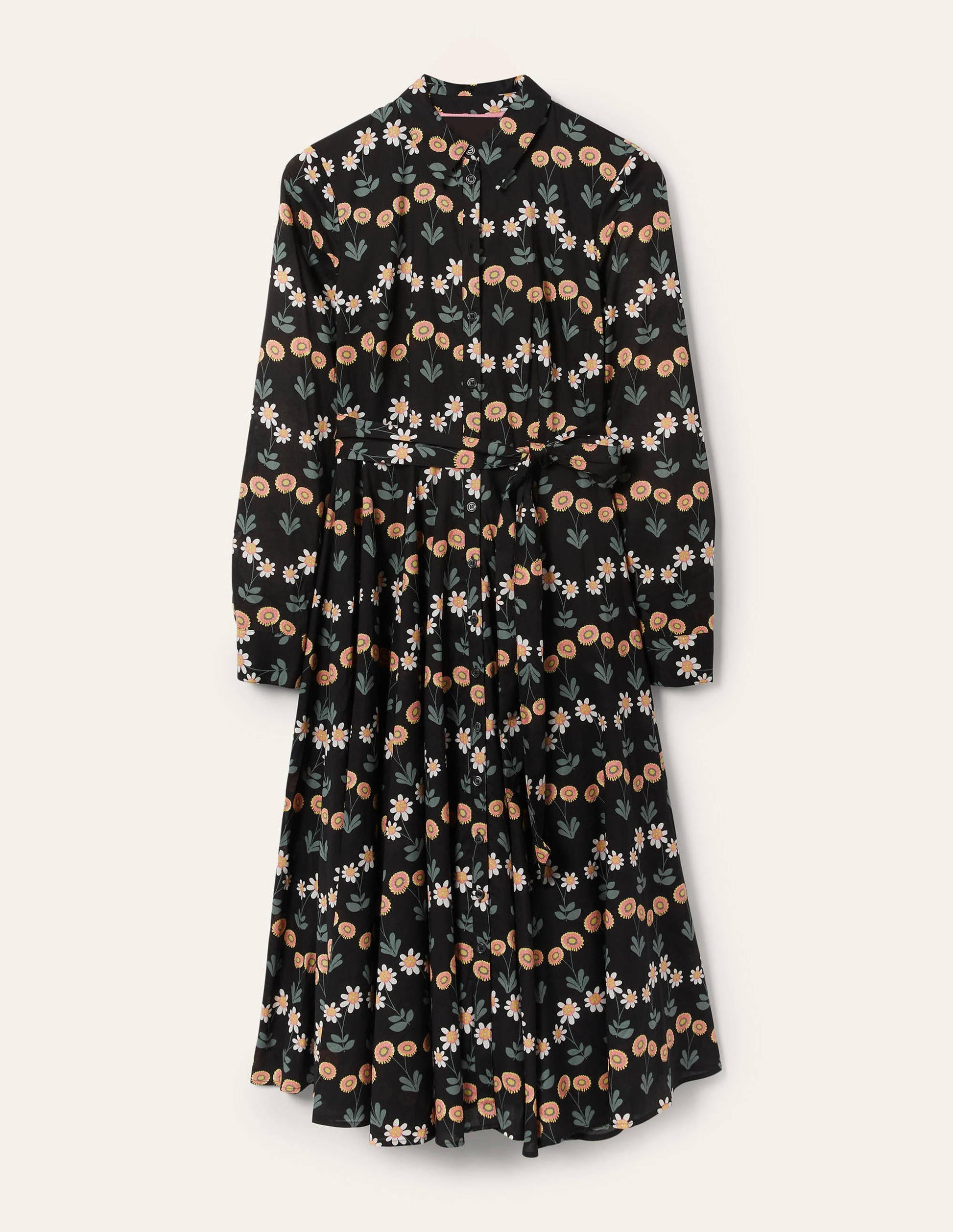 Robe-chemise midi Kitty-Noir, motif Delicate Daisy-5