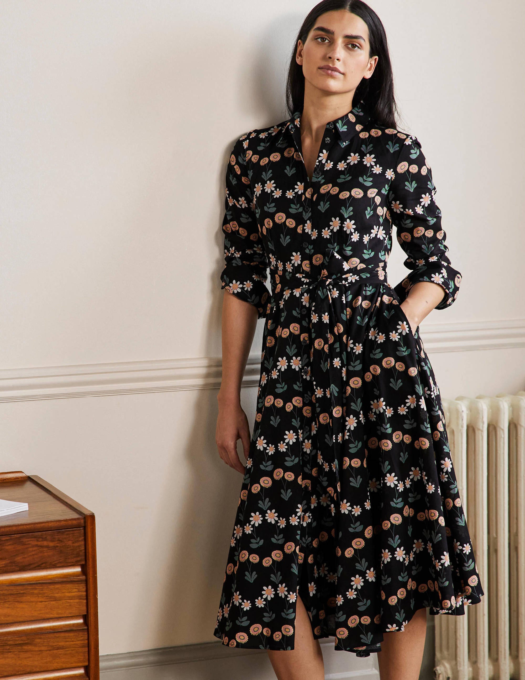Robe-chemise midi Kitty-Noir, motif Delicate Daisy - Image 4