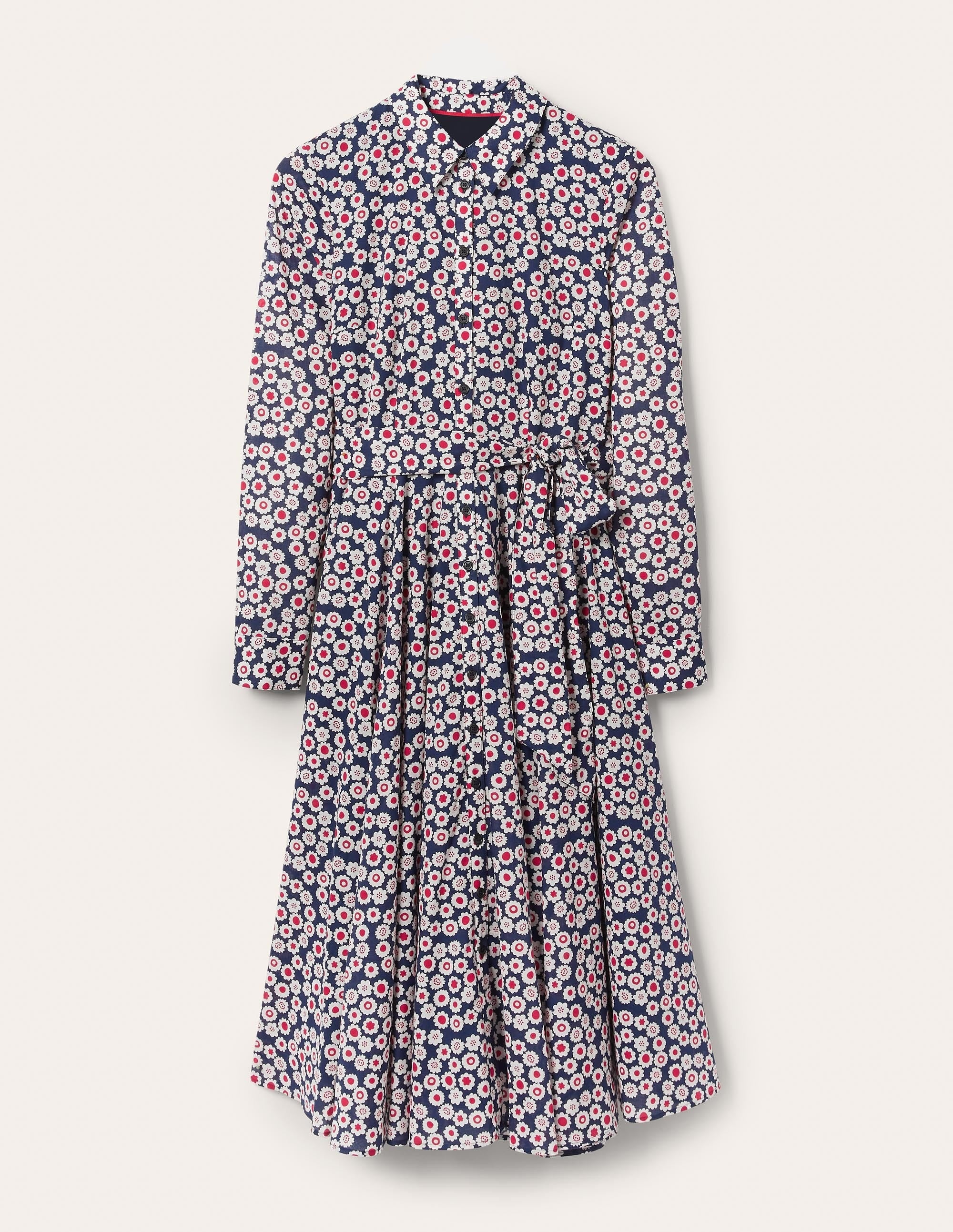 Kitty Midi Shirt Dress-French Navy, Ditsy Swirl - Image 5