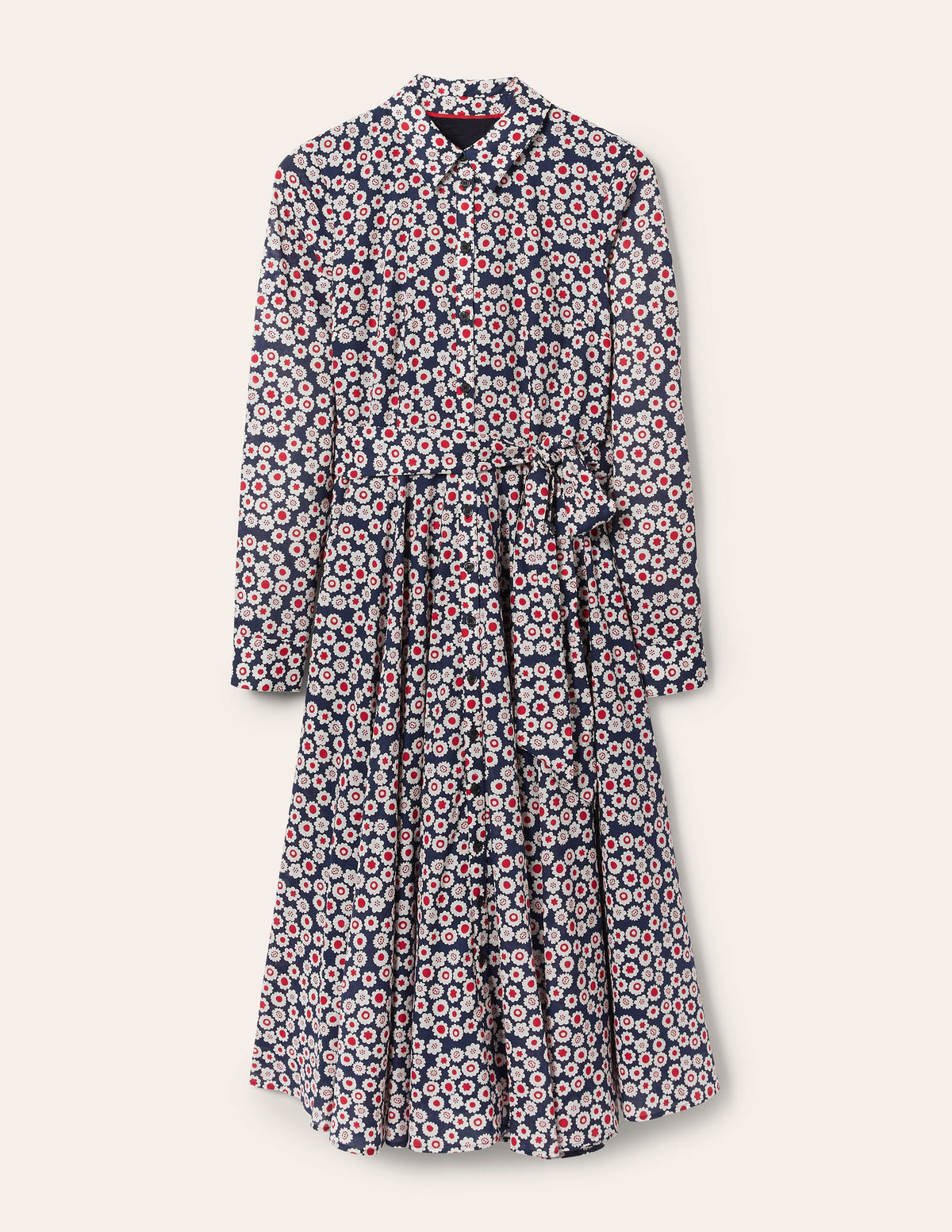 Kitty Midi-Hemdblusenkleid-Französisches Navy, Wiesenszene - Image 5