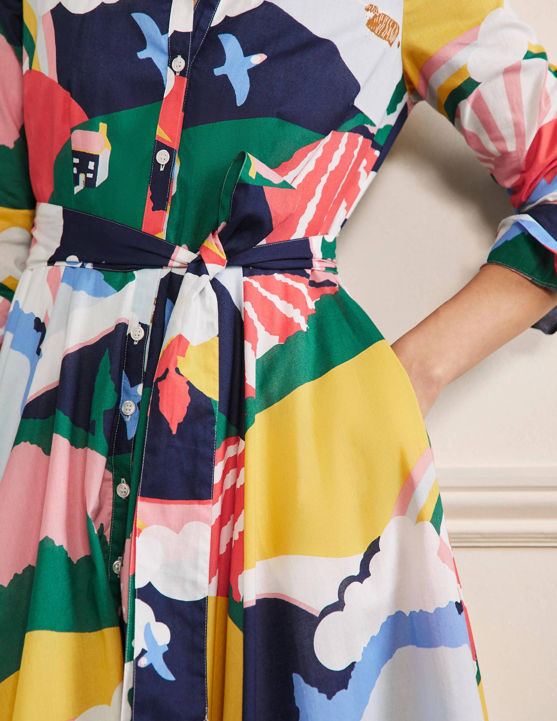 Kitty Midi-Hemdblusenkleid-Französisches Navy, Wiesenszene-2