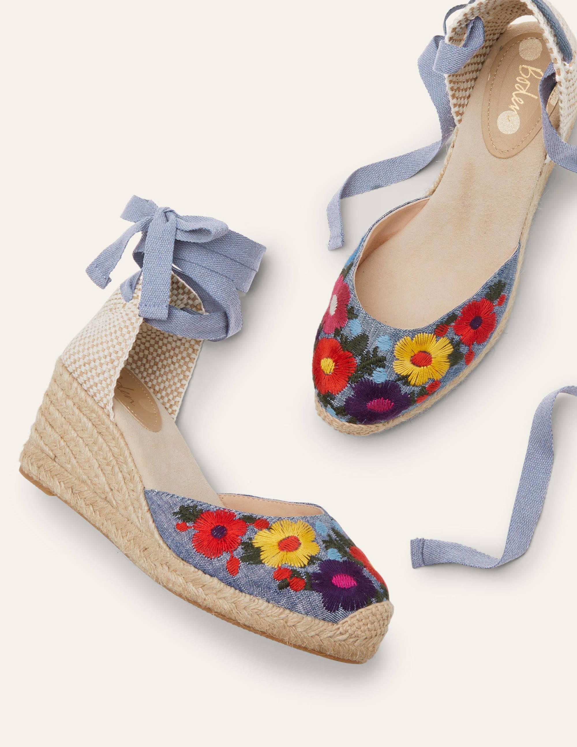 Espadrilles compensées Cassie-Broderie chambray - Image 2