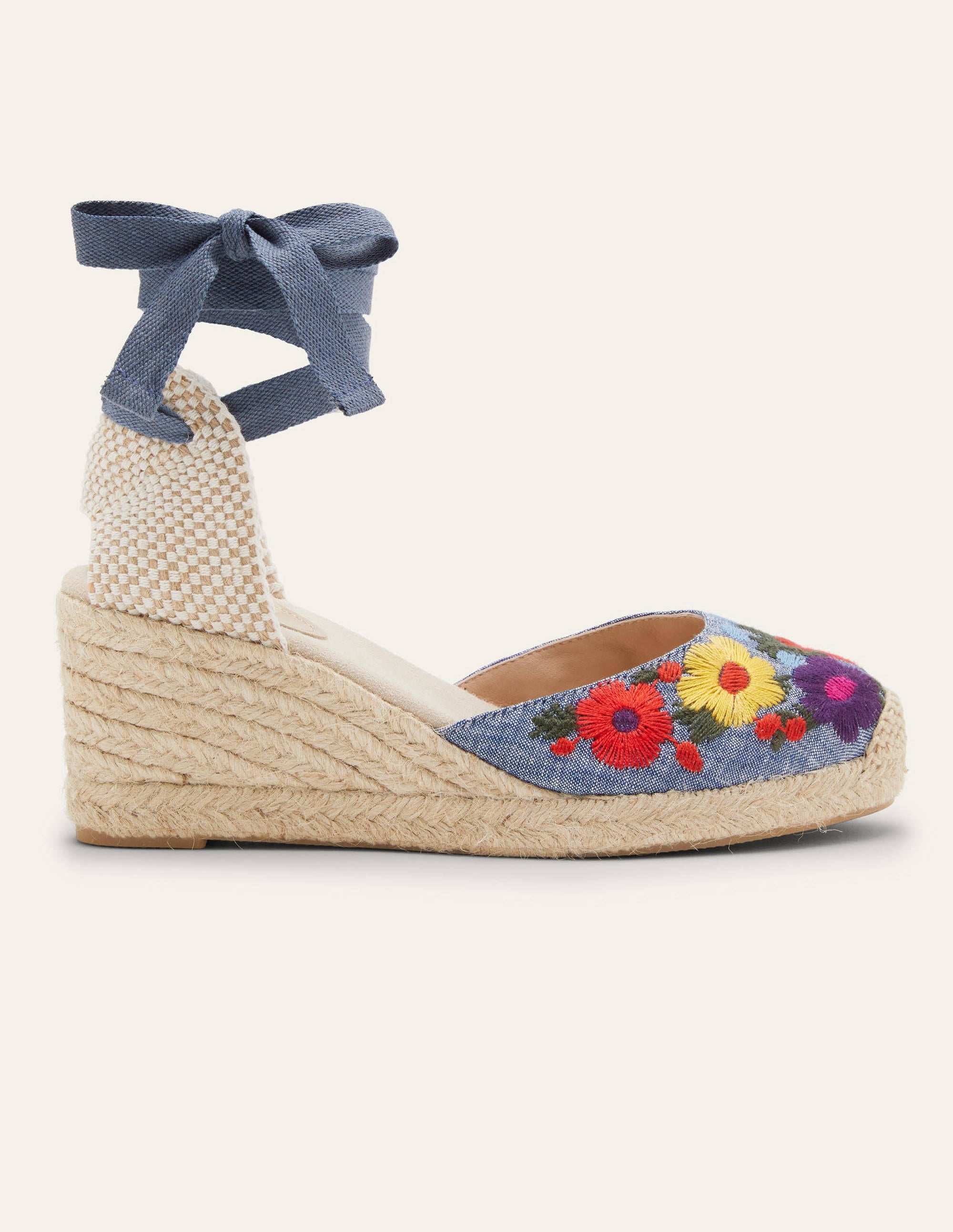 Espadrilles compensées Cassie-Broderie chambray - Image 3