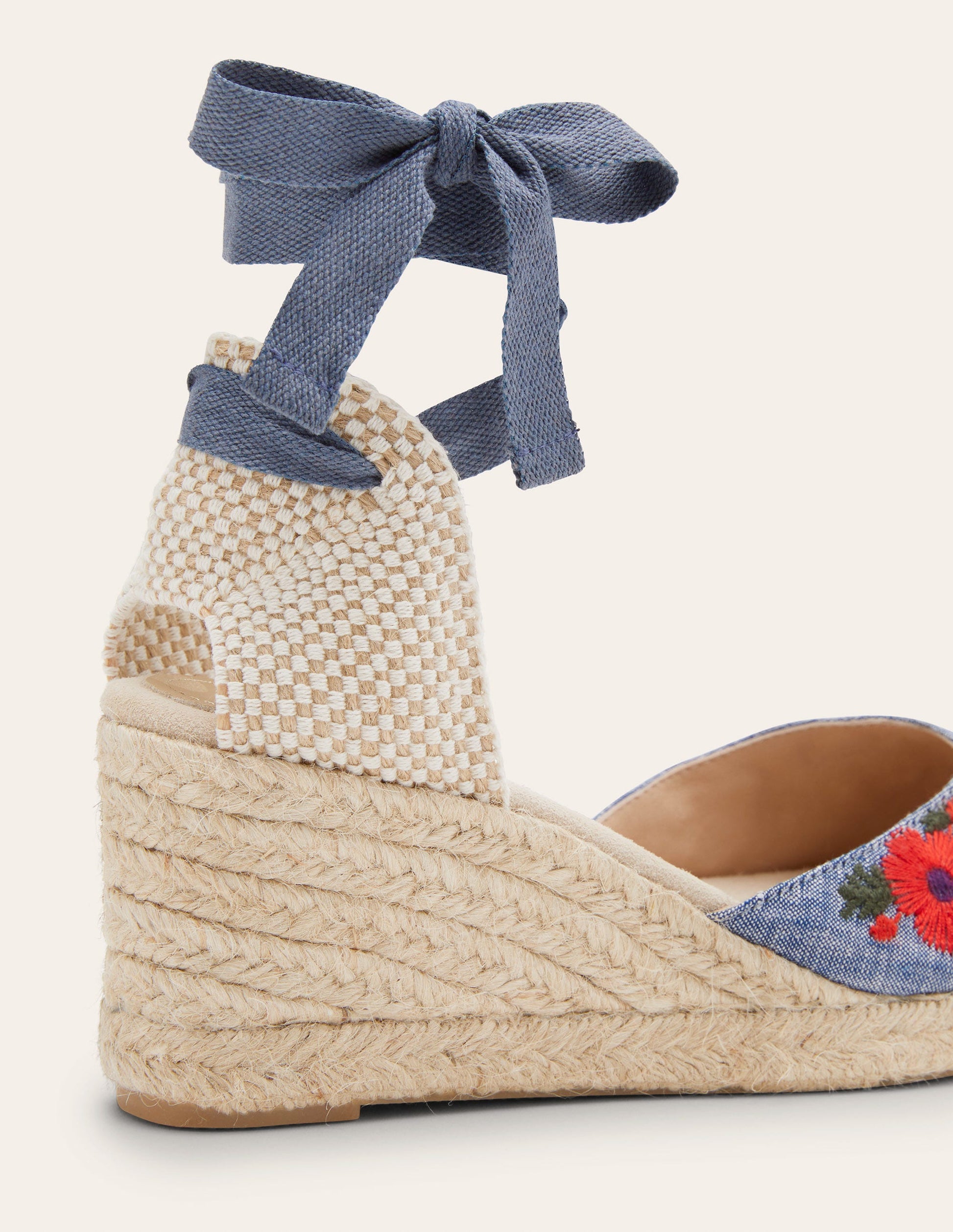 Espadrilles compensées Cassie-Broderie chambray-5