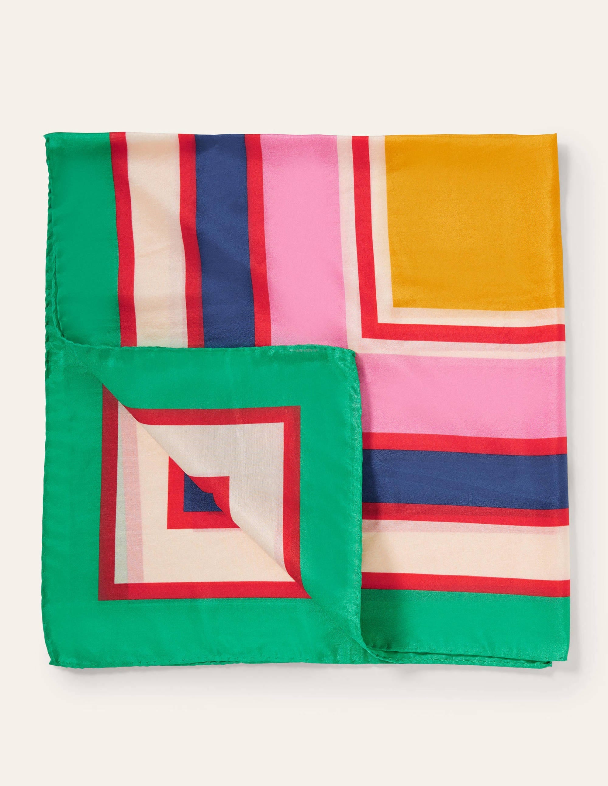 Silk Scarf-Green Lagoon, Multi Stripe - Image 1