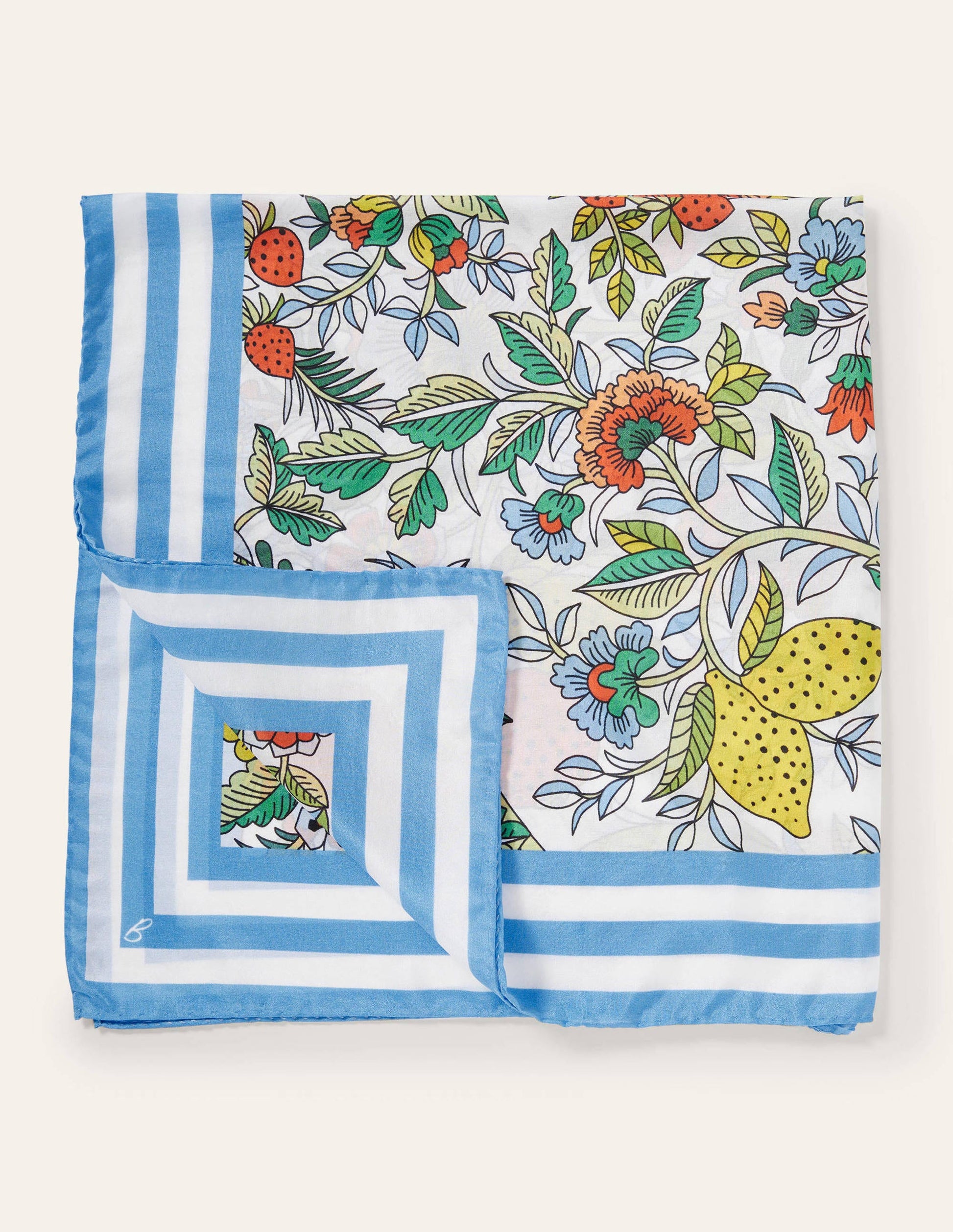 Silk Scarf-Ivory, Tropic Meadow-1
