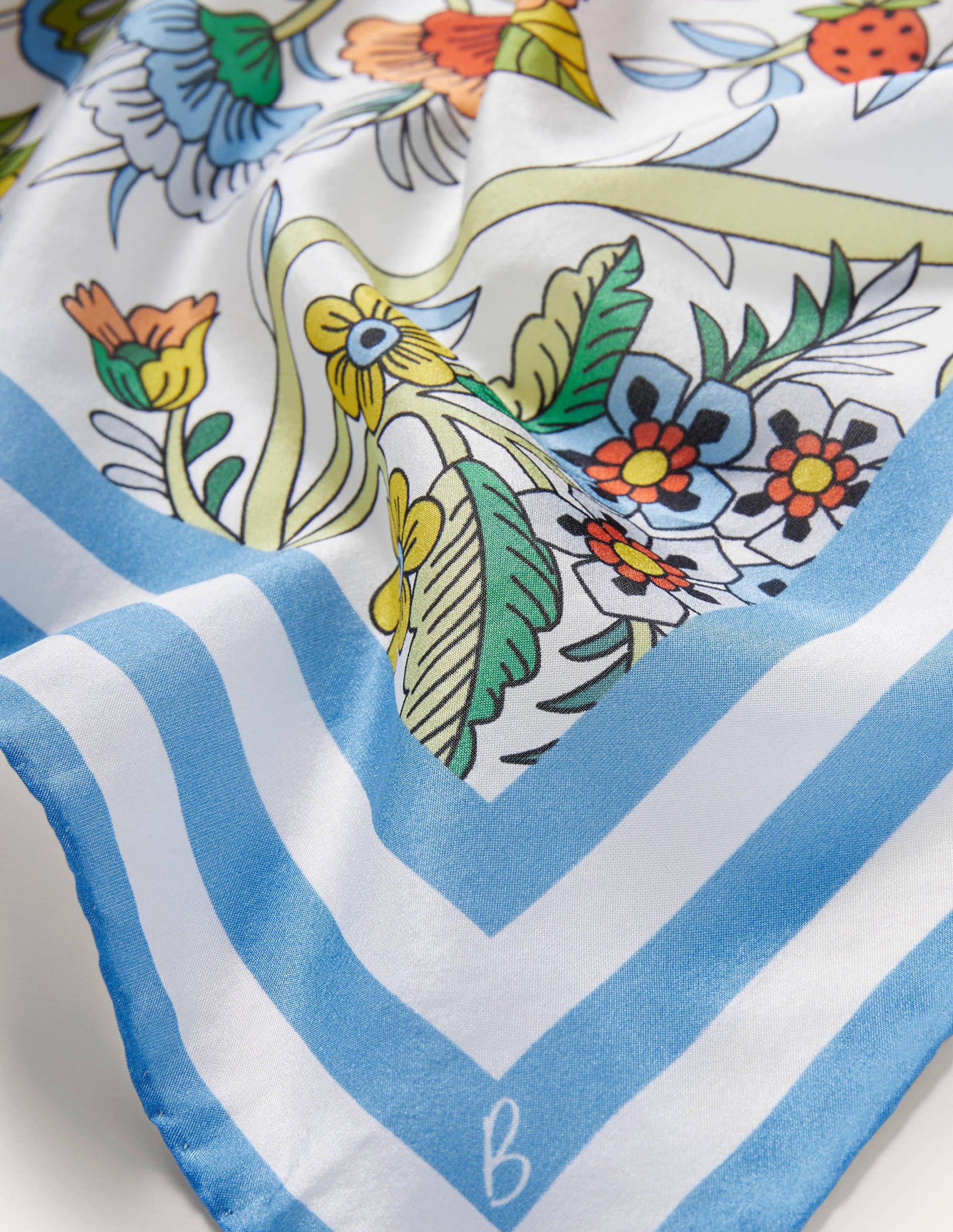 Silk Scarf-Ivory, Tropic Meadow-2