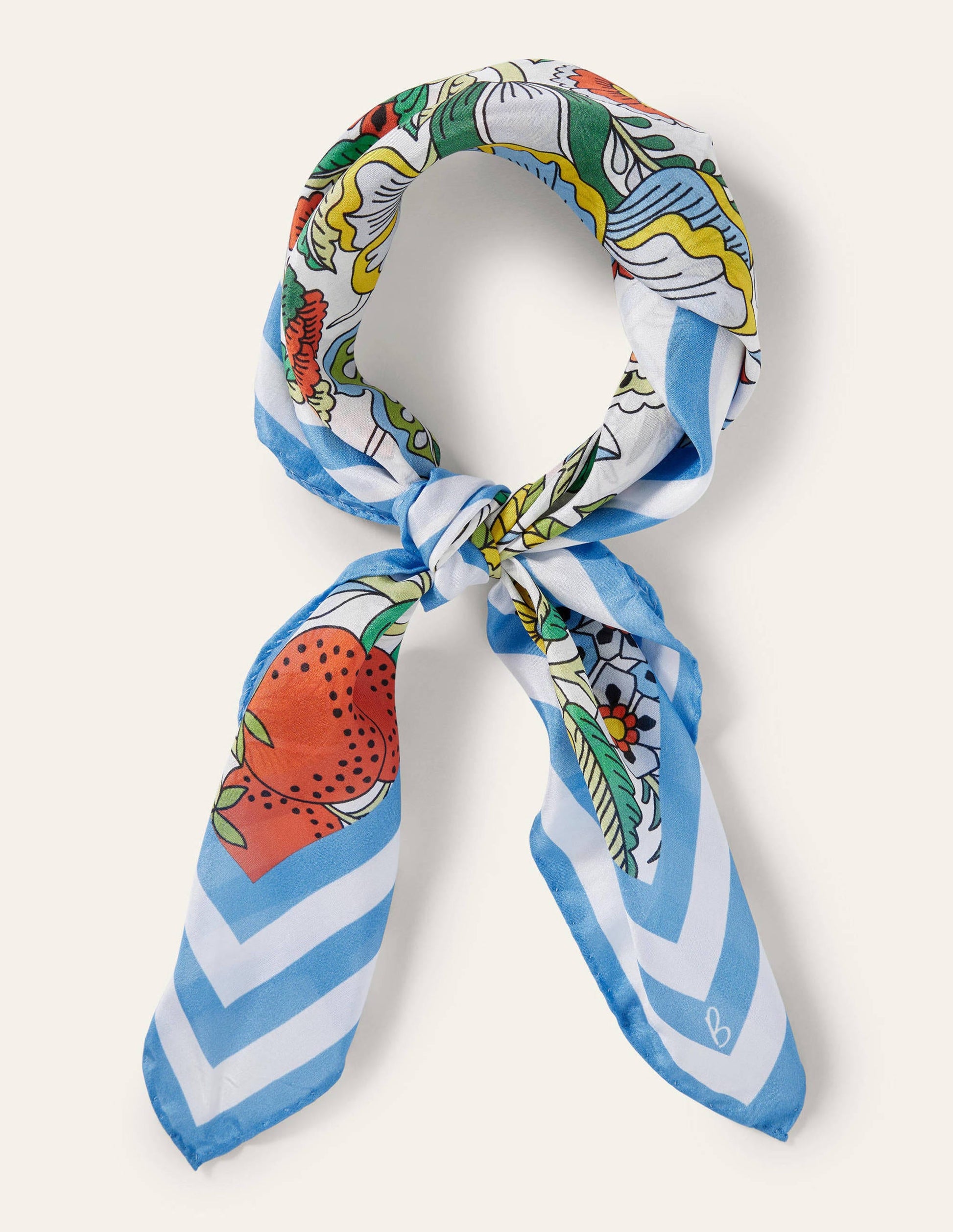 Silk Scarf-Ivory, Tropic Meadow-4