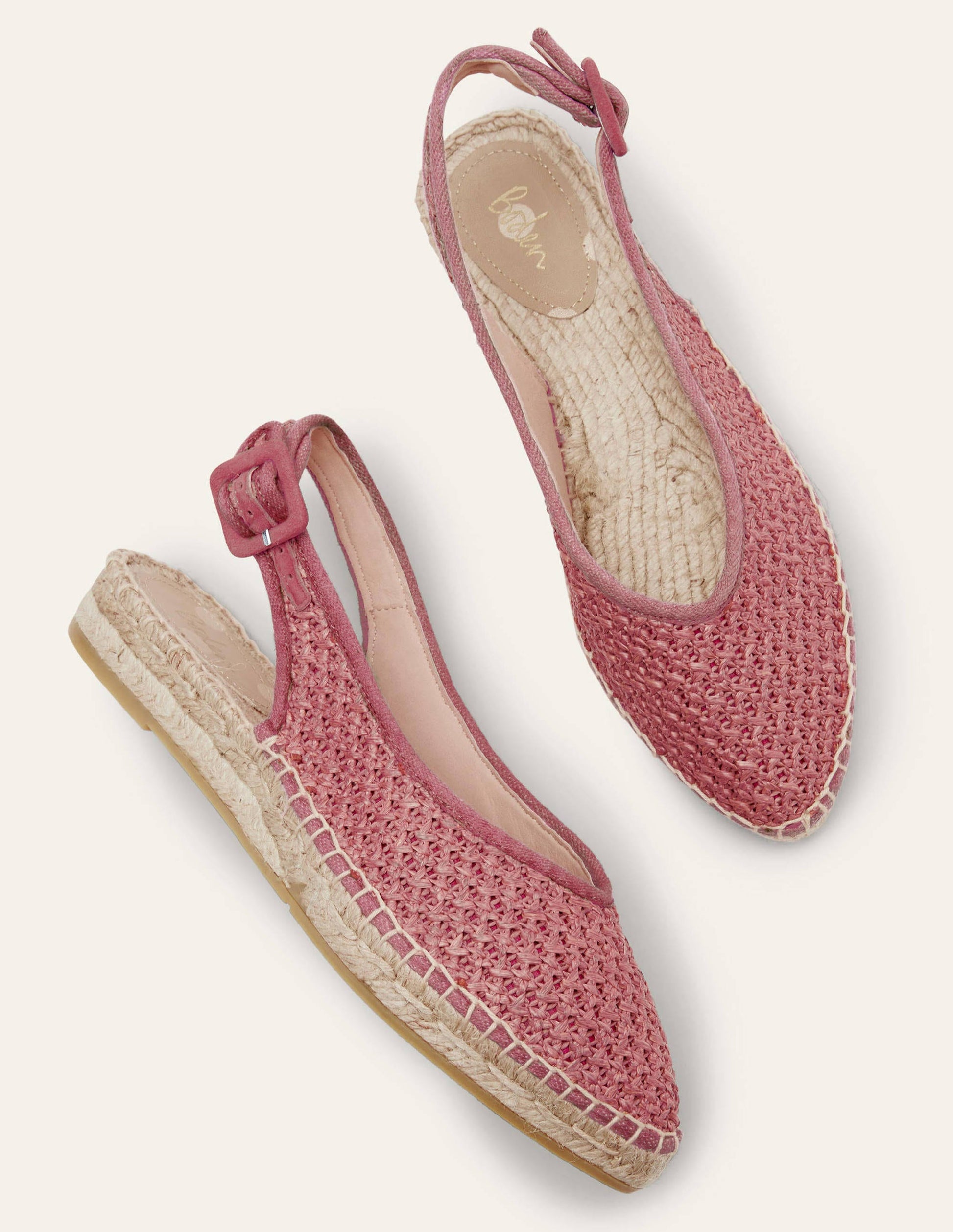 Sandales à bride arrière style espadrilles-Tissé rouge ancien-1