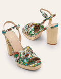 Twist-Front Heeled Platforms-Ivory, Tropic Meadow