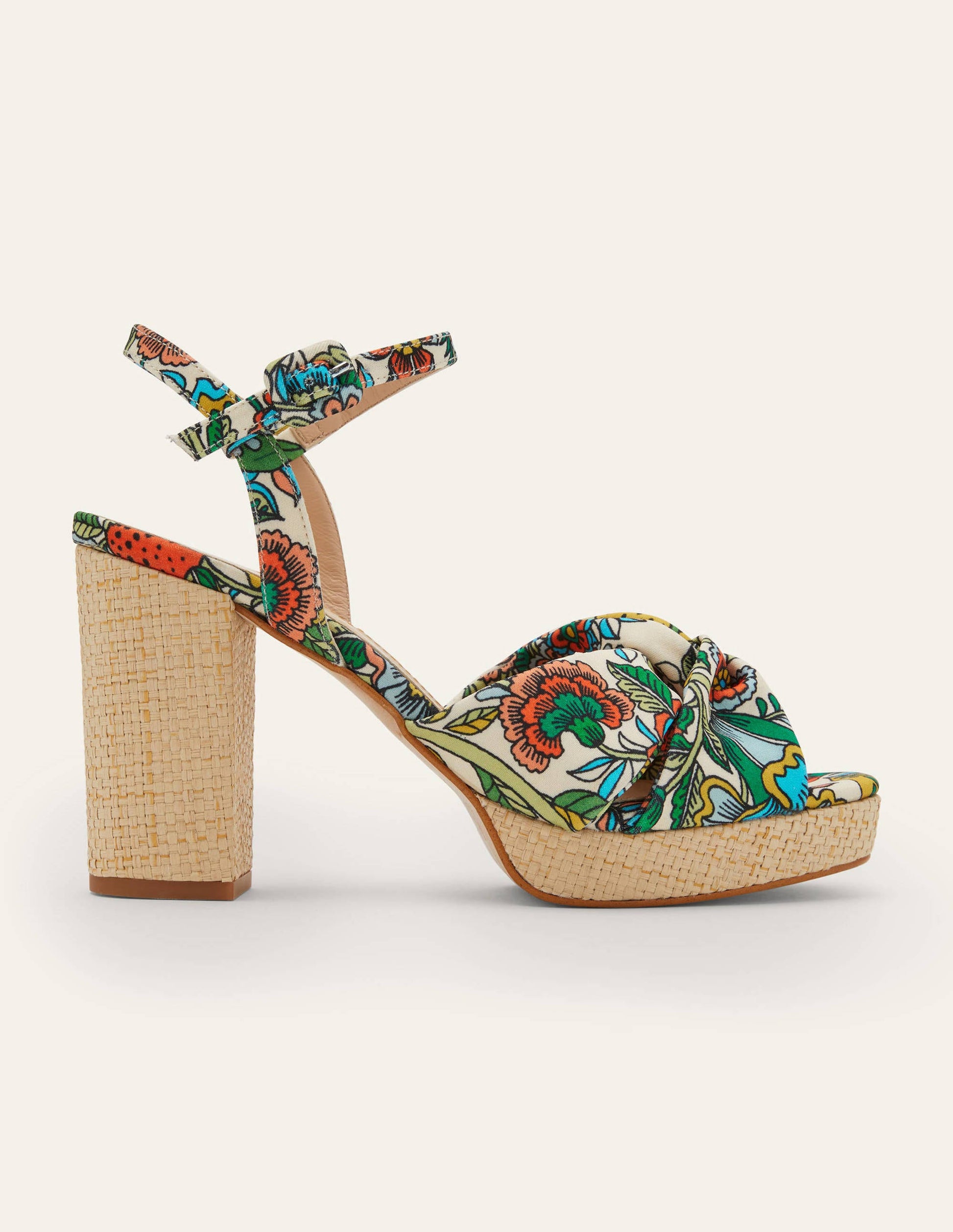 Twist-Front Heeled Platforms-Ivory, Tropic Meadow-2