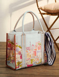 Tilda Canvas-Tragetasche-Regenbogenfarben, Dorfmotiv