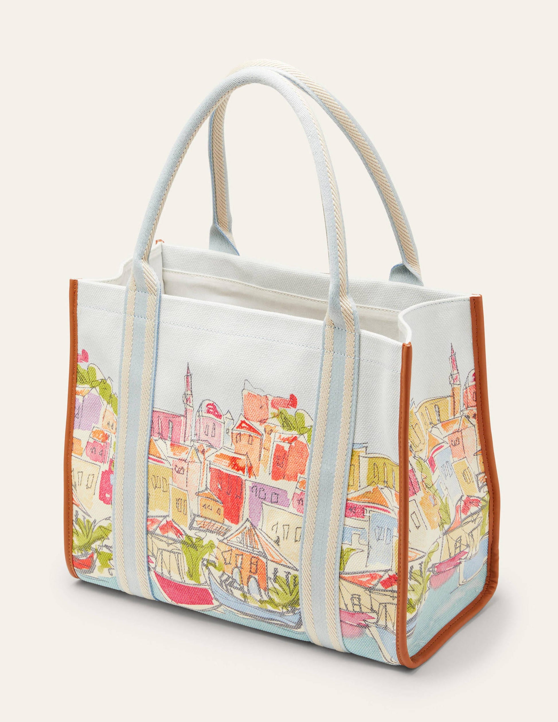 Tilda Canvas-Tragetasche-Regenbogenfarben, Dorfmotiv-3
