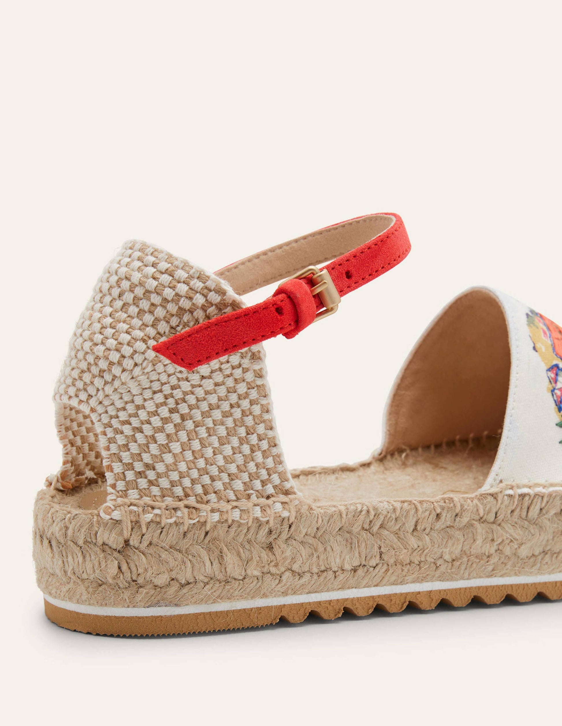 Espadrilles à plateforme plate-Ivoire, motif Paradise Bay-3