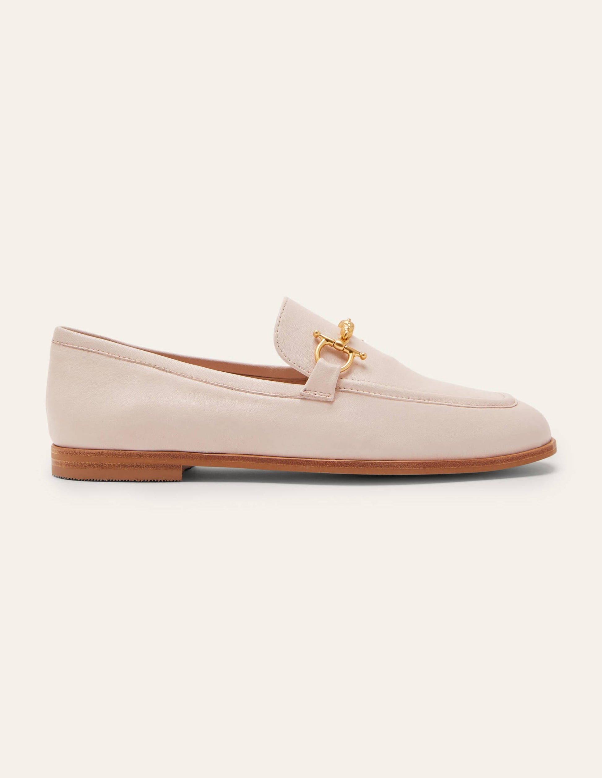 Mocassins en cuir avec mors décoratif-Écru-2