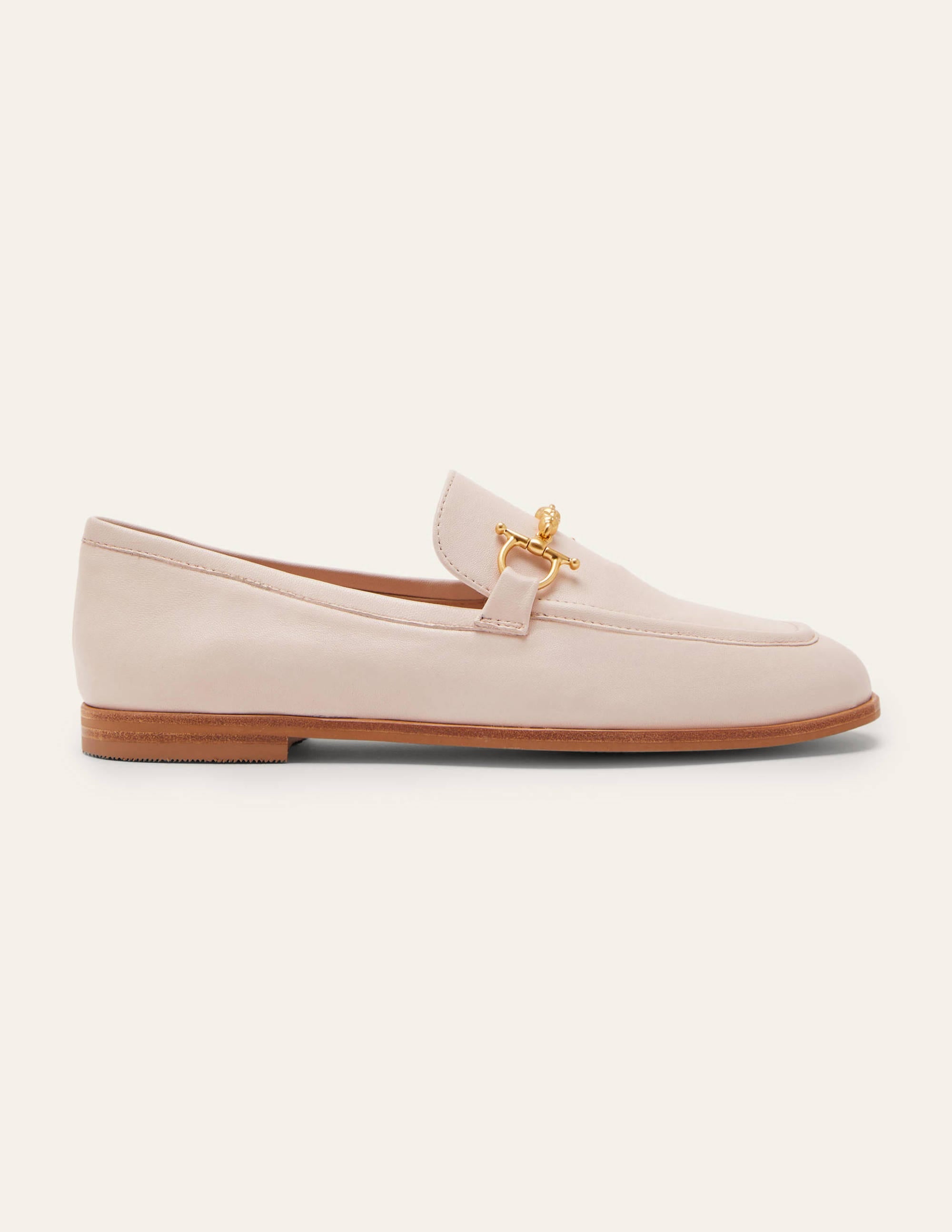 Mocassins en cuir avec mors décoratif-Écru - Image 2