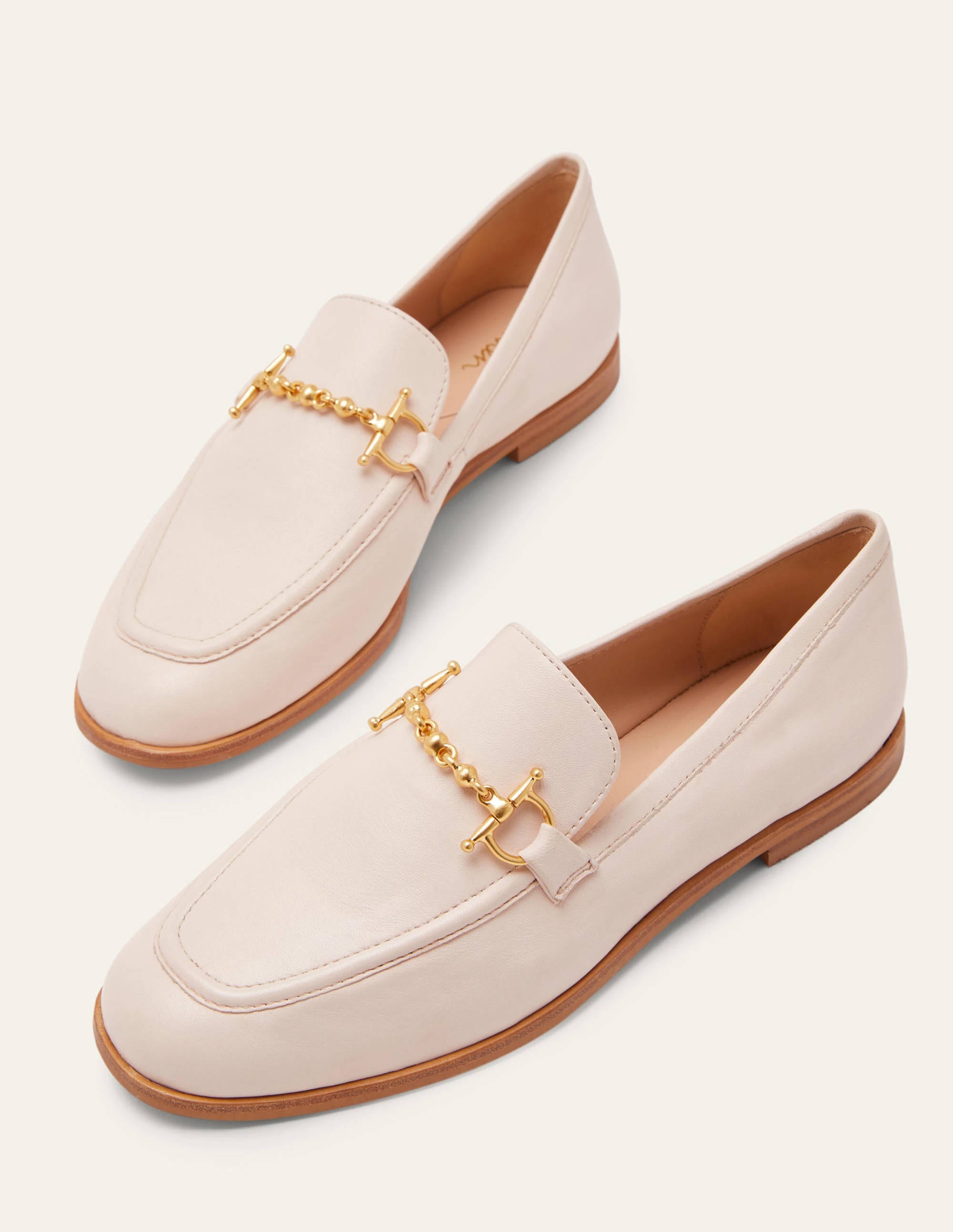 Mocassins en cuir avec mors décoratif-Écru - Image 3