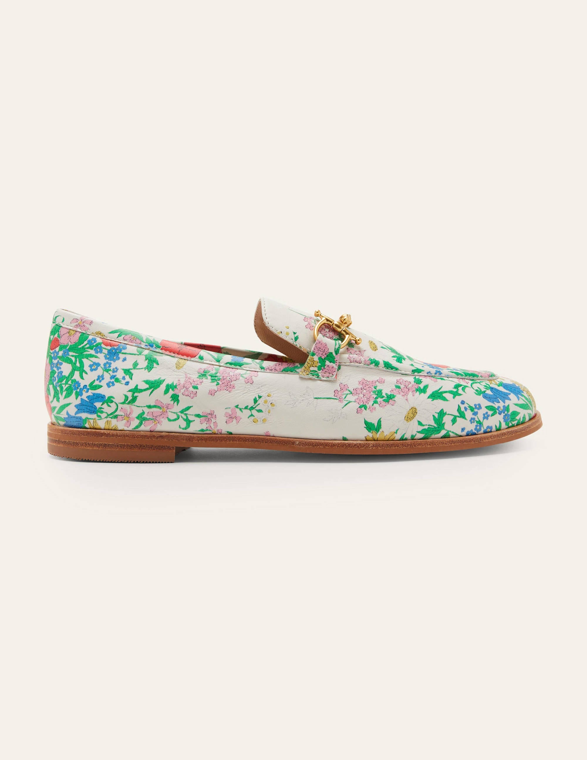 Loafer aus Leder mit Trensen-Naturweiß, Botanikmuster - Image 2