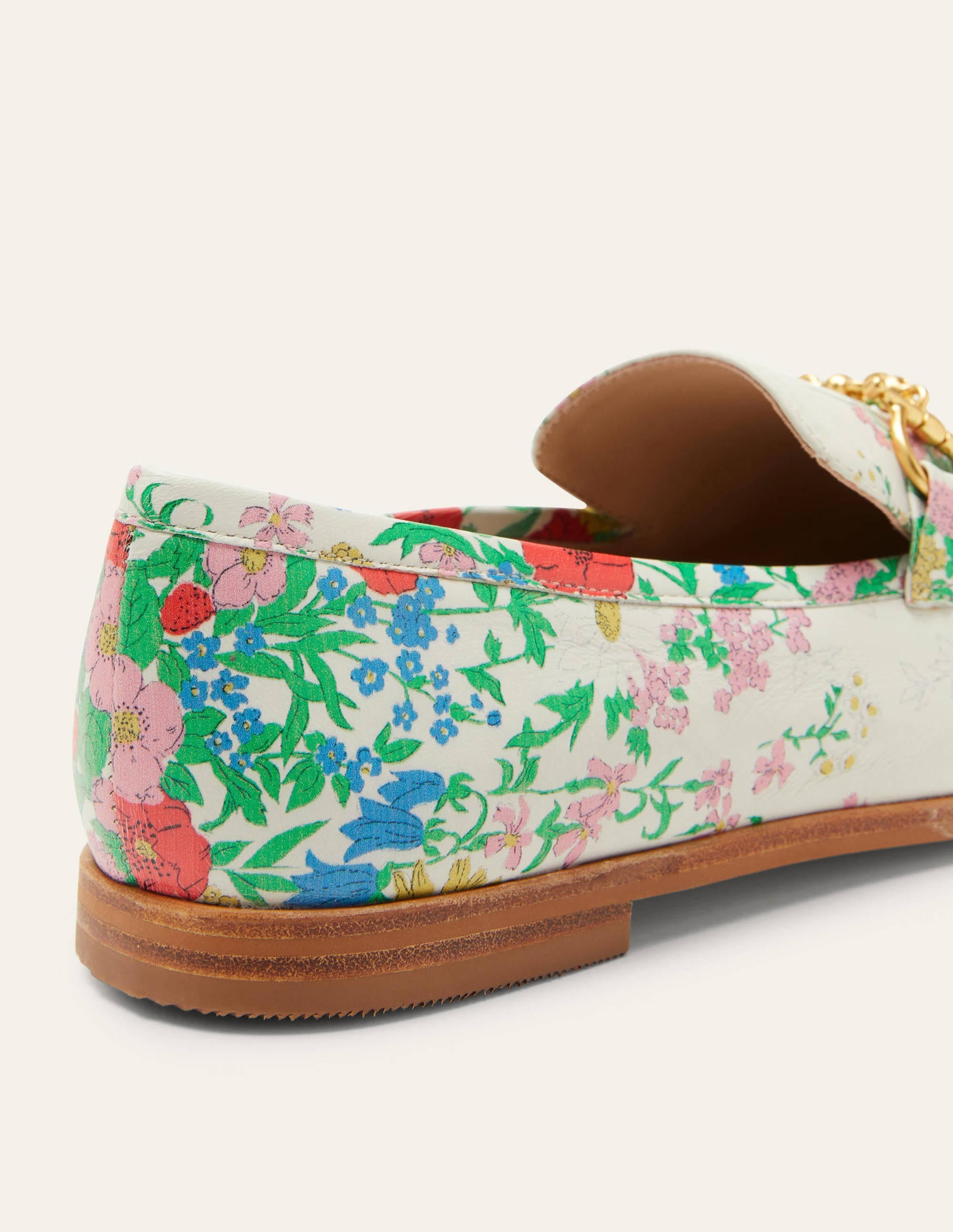 Loafer aus Leder mit Trensen-Naturweiß, Botanikmuster - Image 3