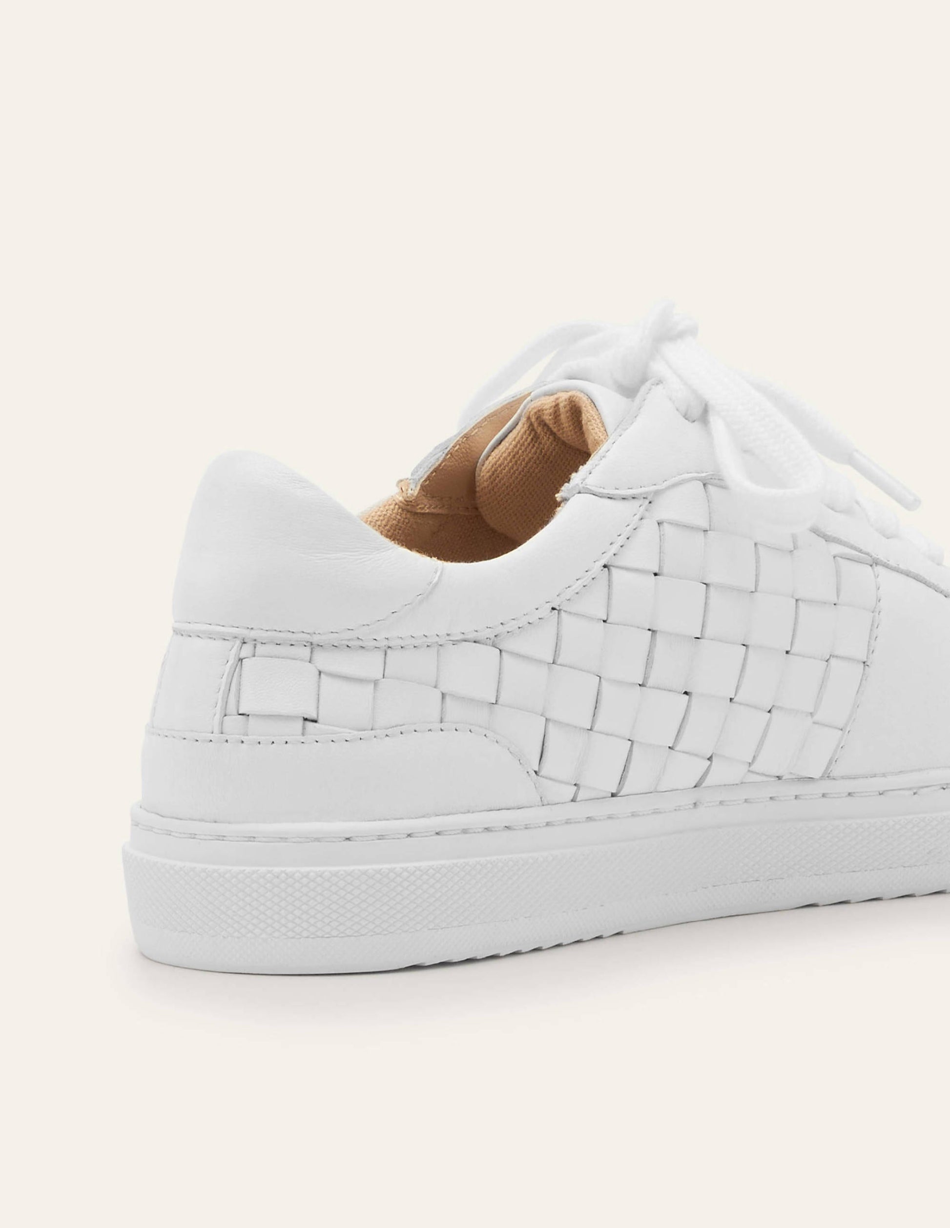 Schnürturnschuhe aus Leder-Weiß, Gewebt-3