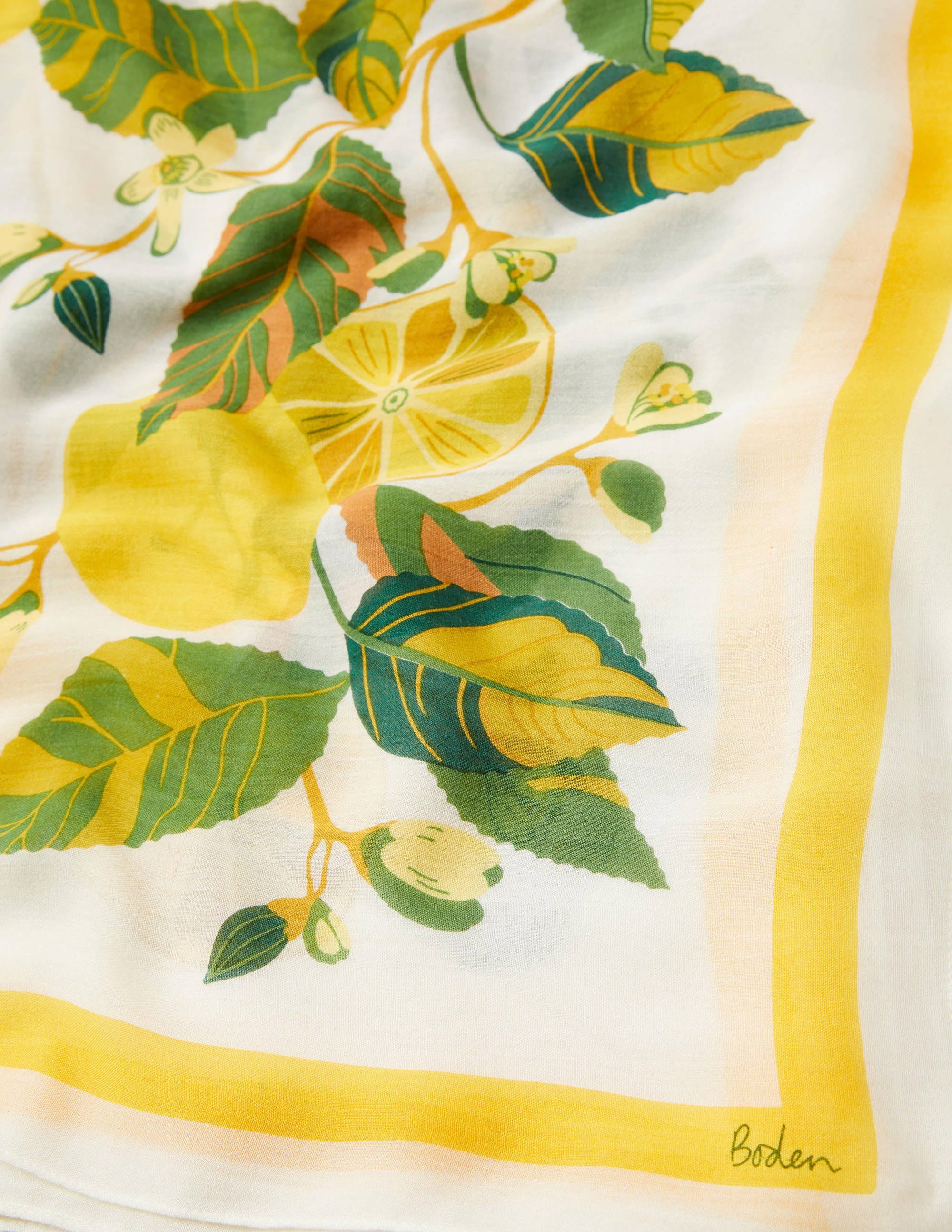 Foulard en modal imprimé-Ivoire/jaune clair, citron grimpant - Image 2