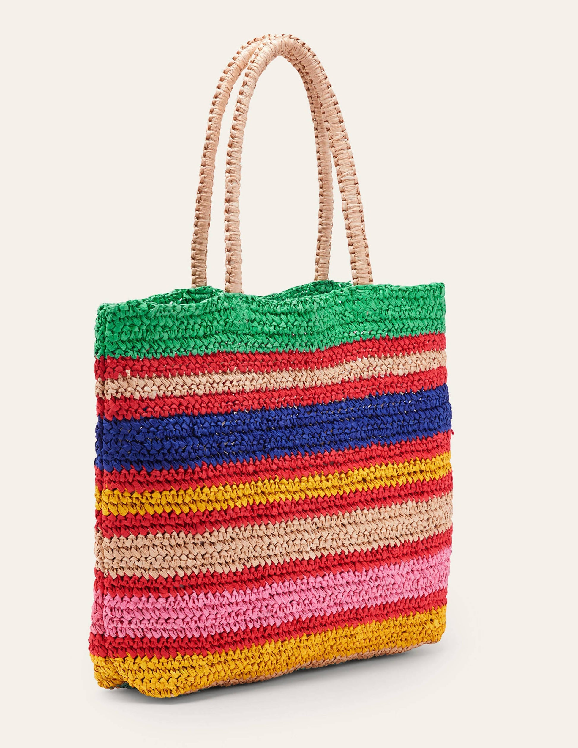 Weiche Strohtasche-Bunt, Gestreift-3