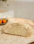 Pochette demi-lune en raphia-Couleur naturelle