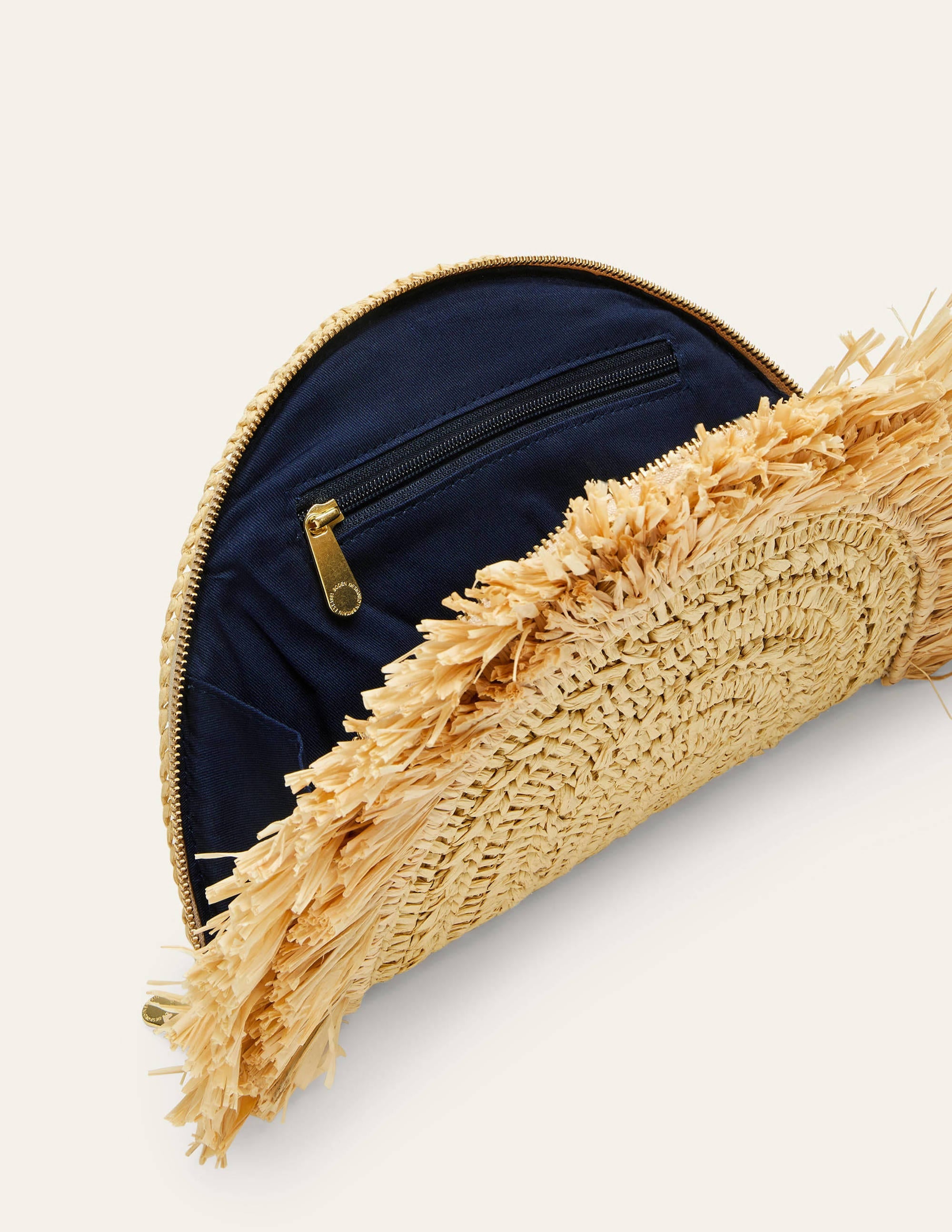 Pochette demi-lune en raphia-Couleur naturelle - Image 2