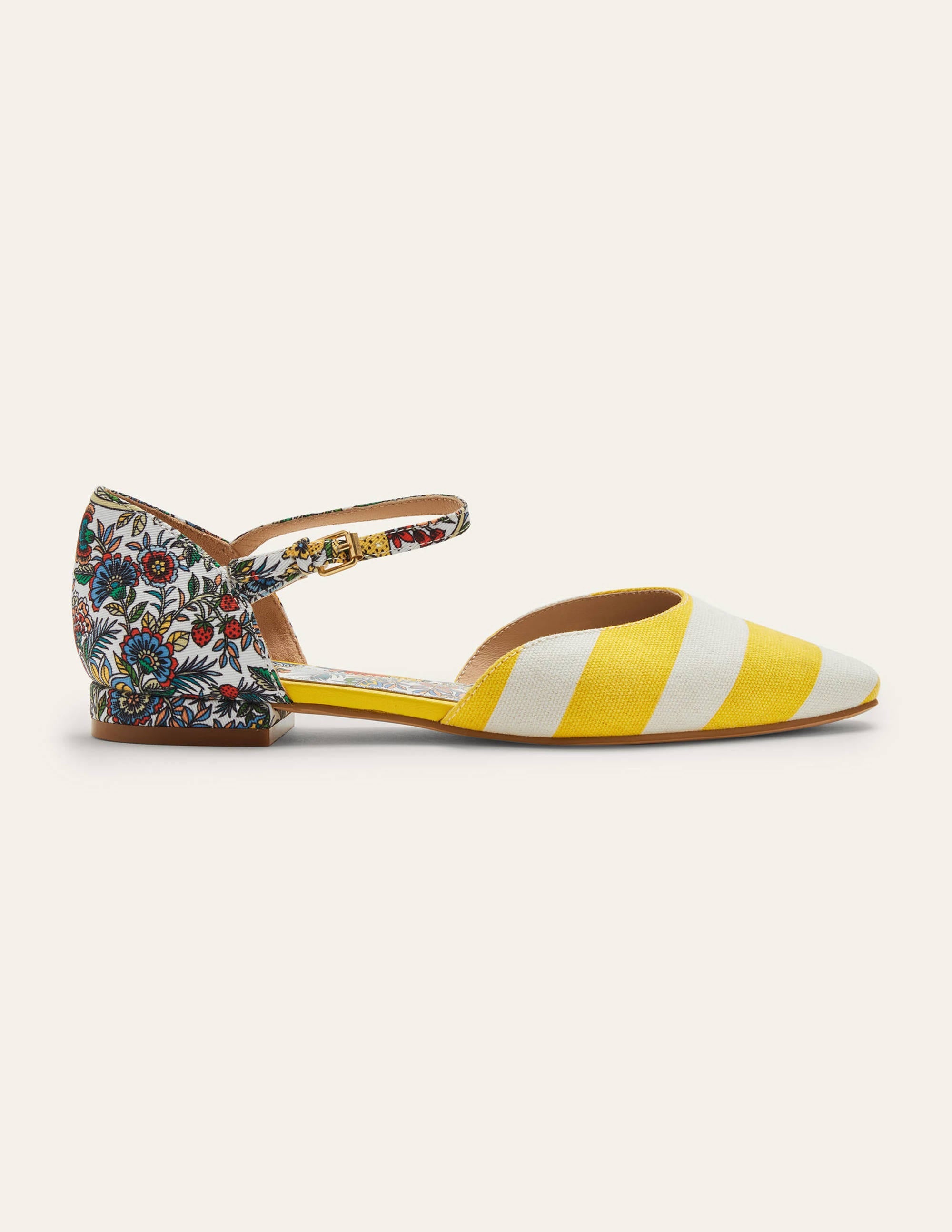 Printed Canvas Flat Pumps-Lemon Fizz/Tropic Meadow - Image 2