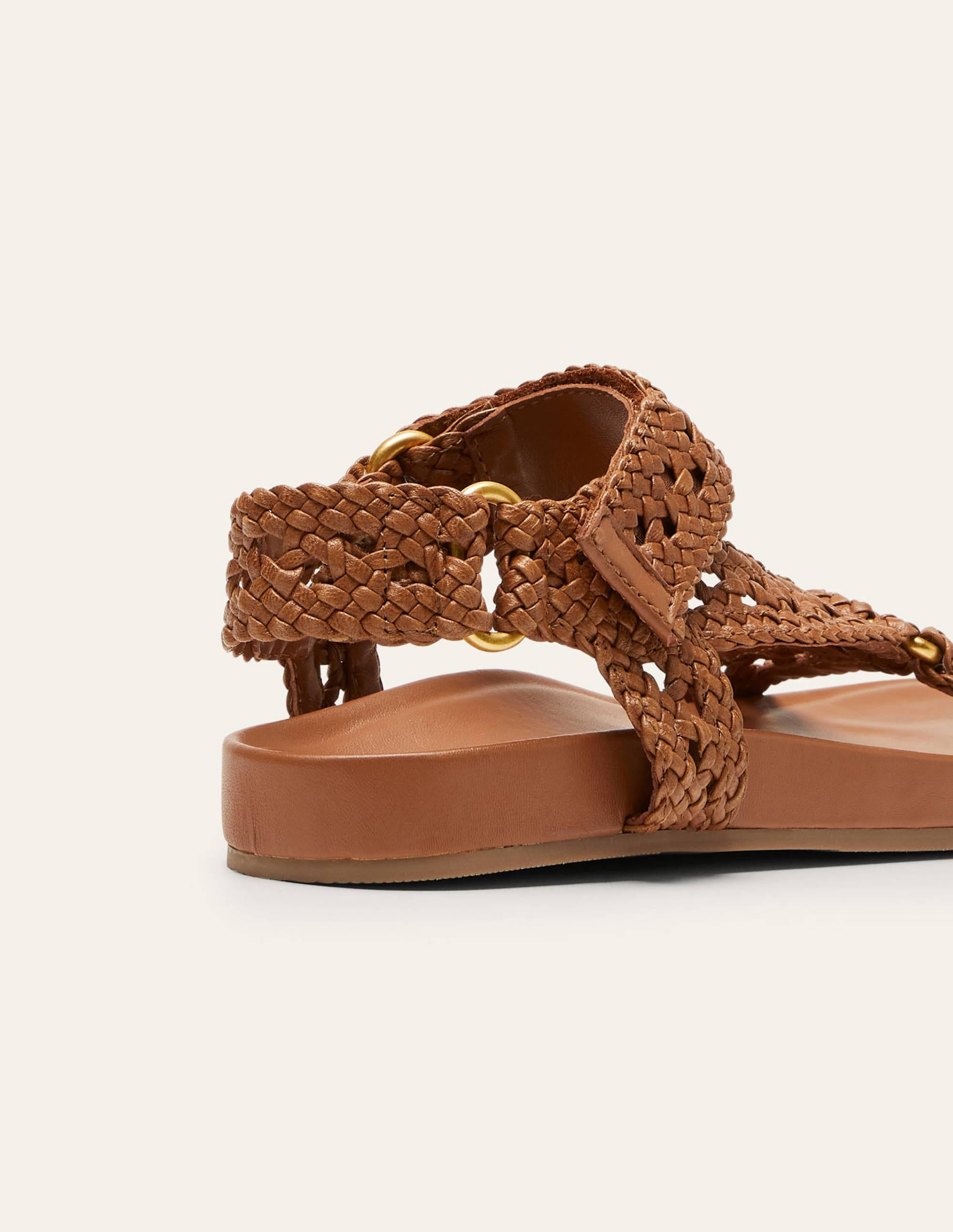 Gewebte Ledersandalen-Hellbraun - Image 3