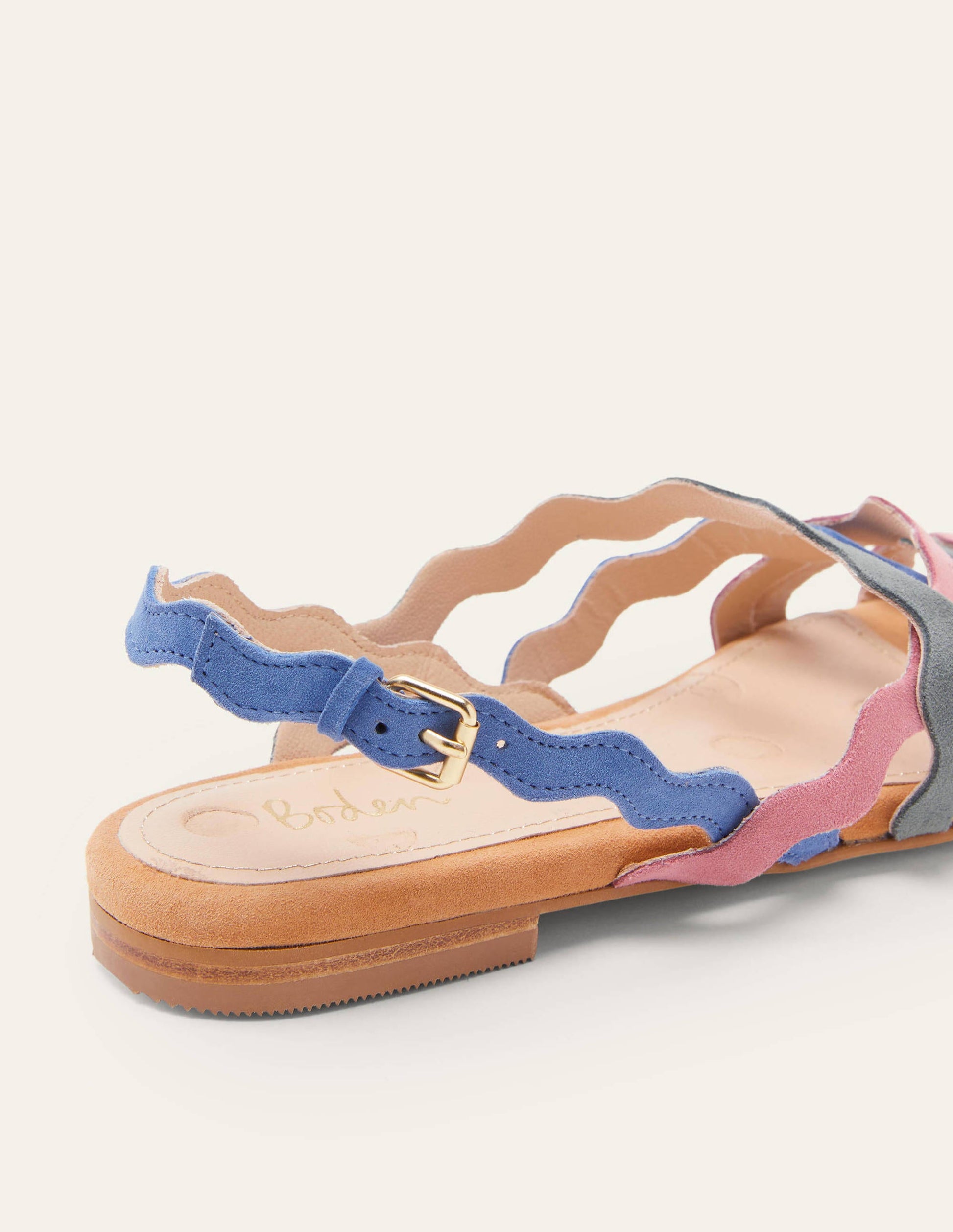 Flache Sandalen mit bunten Riemchen-Teakholzbraun/Bunt-3