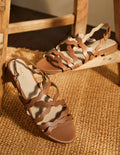 Sandales plates à brides multiples-Fauve