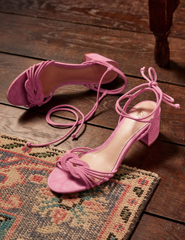 Absatzsandalen mit Knotendetail-Tiefes Rosa