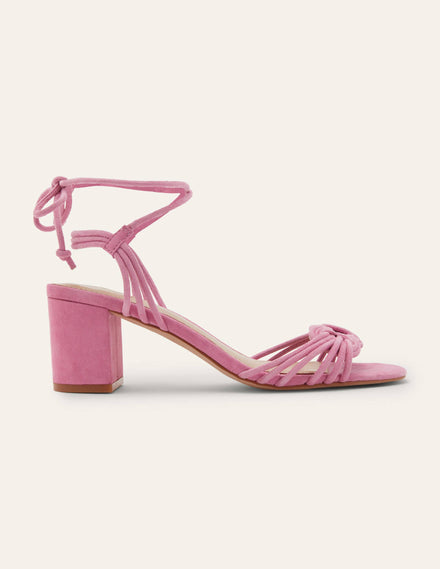 Absatzsandalen mit Knotendetail-Tiefes Rosa