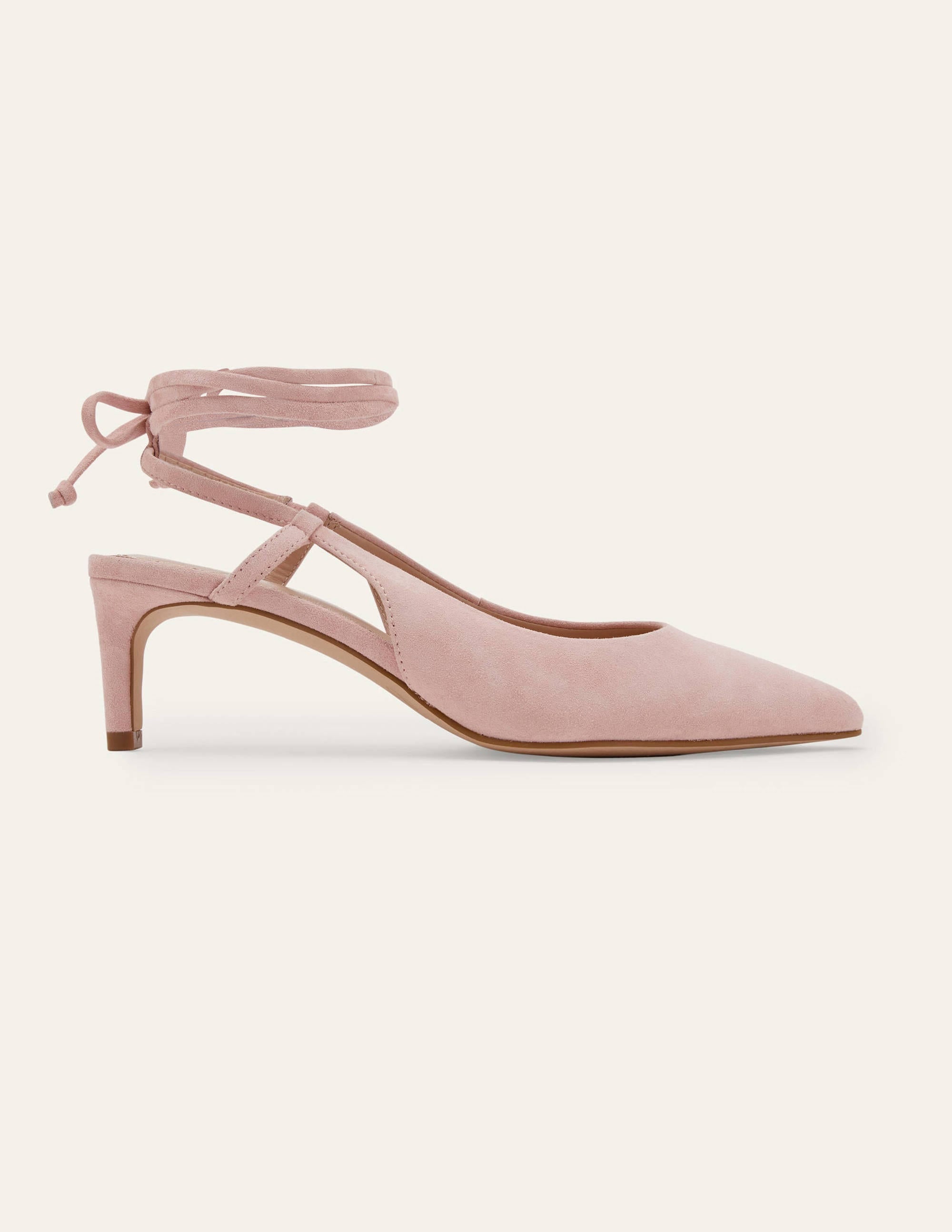 Pumps aus Veloursleder mit Knöchelriemchen-Milchshake - Image 2