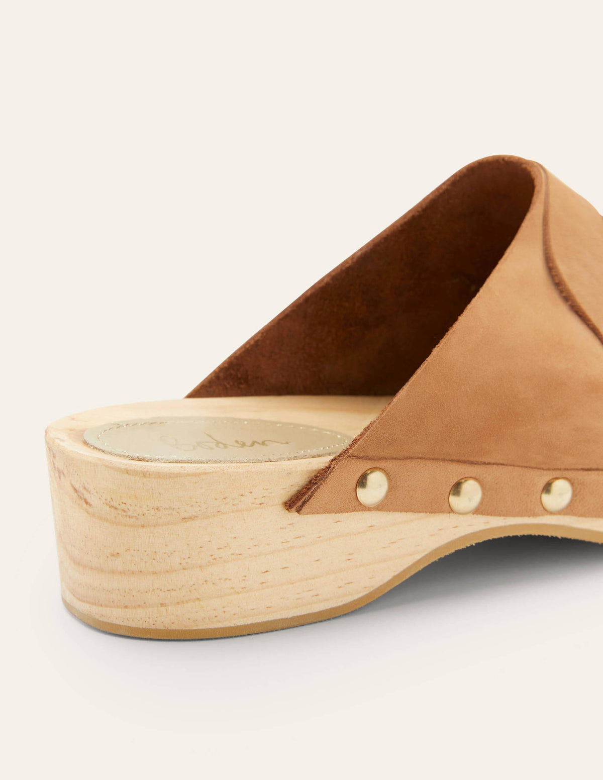 Lederclogs mit Absatz-Hellbraun-4