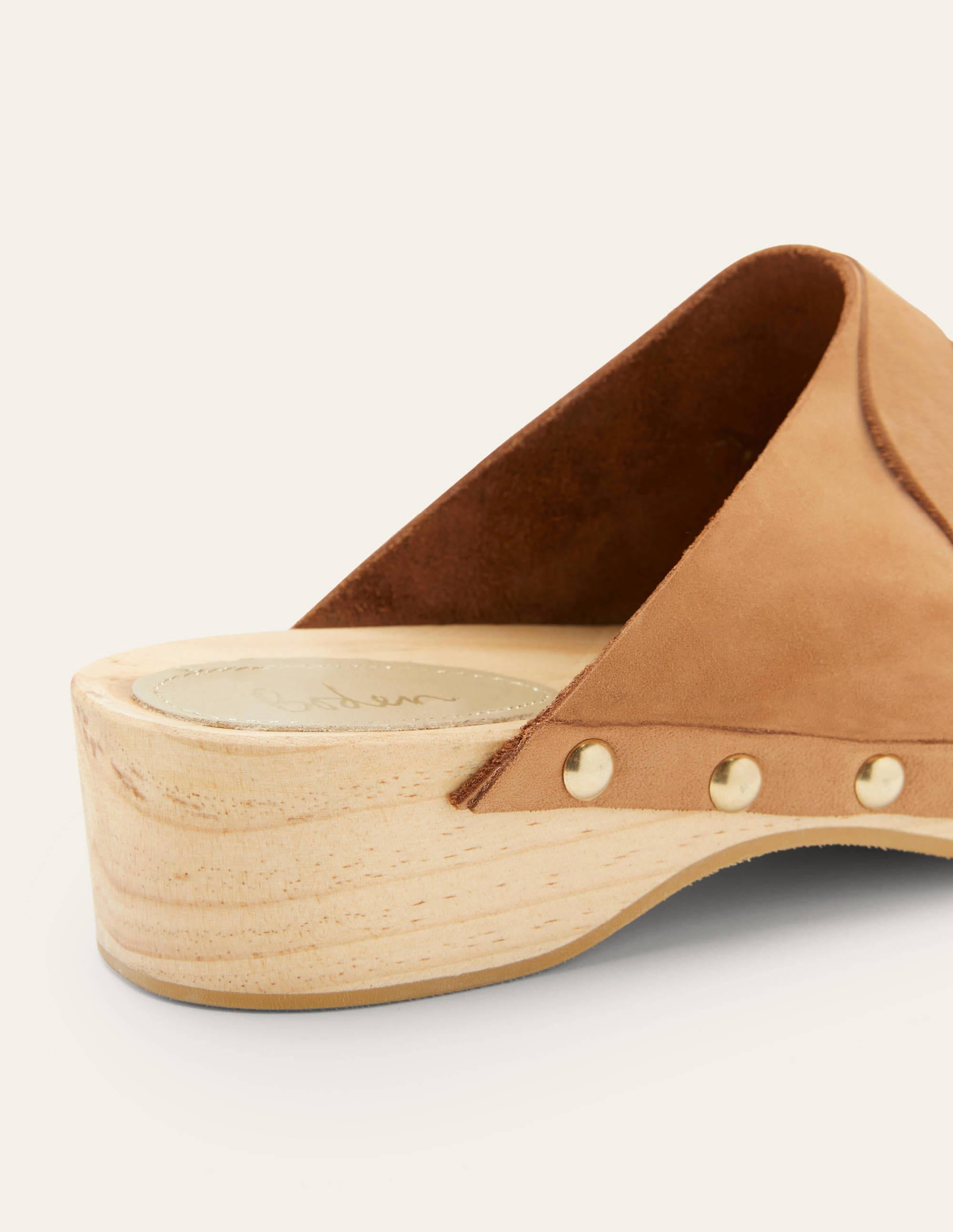 Lederclogs mit Absatz-Hellbraun - Image 4