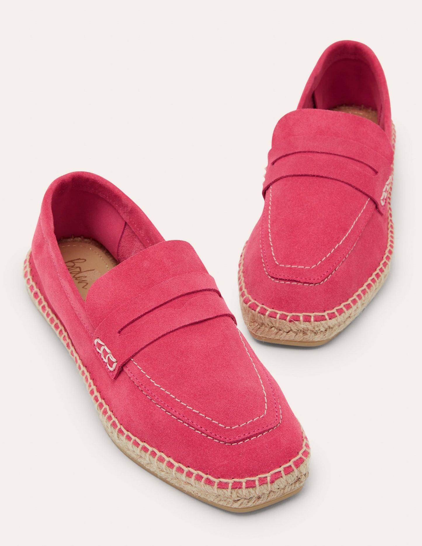 Espadrille-Loafer aus Veloursleder-Rosenrot