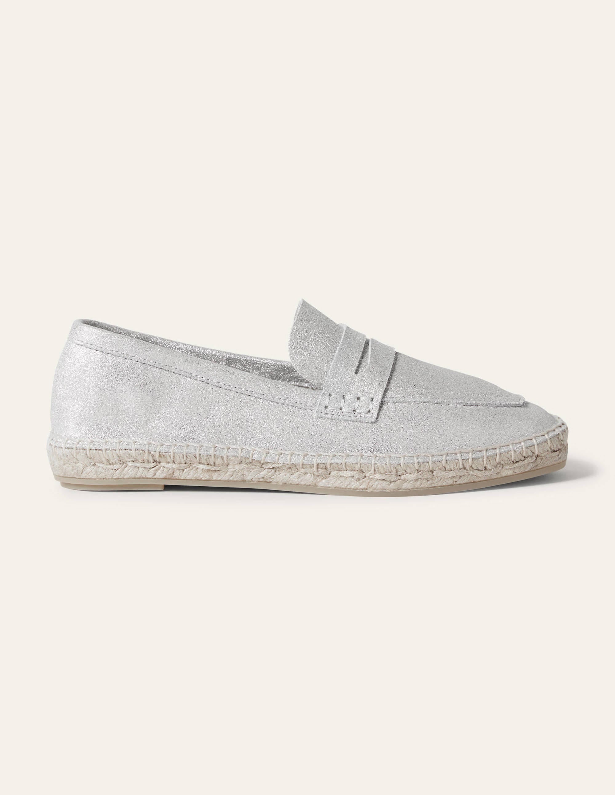 Espadrilles façon mocassins en daim-Argenté métallisé - Image 2