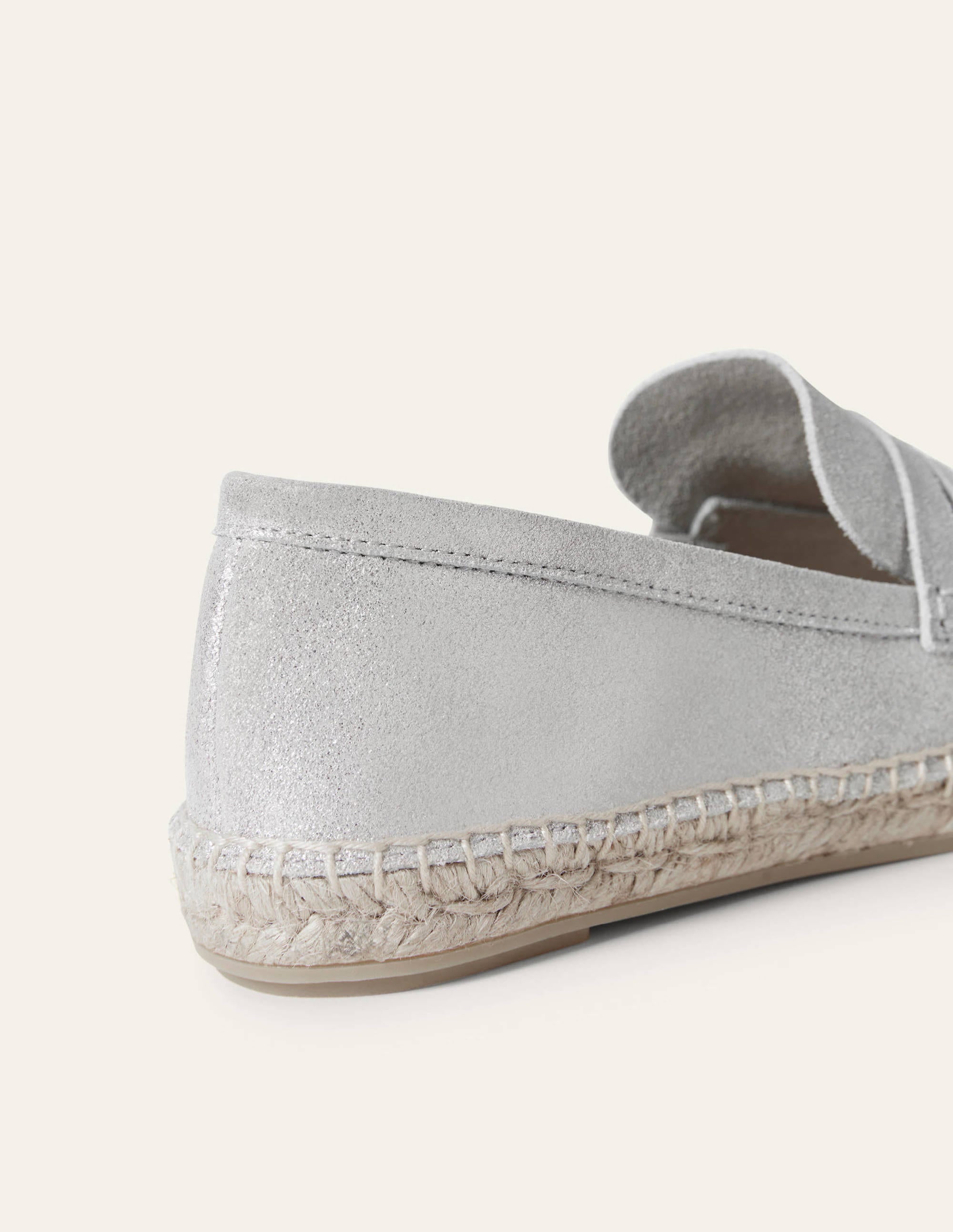 Espadrilles façon mocassins en daim-Argenté métallisé - Image 3