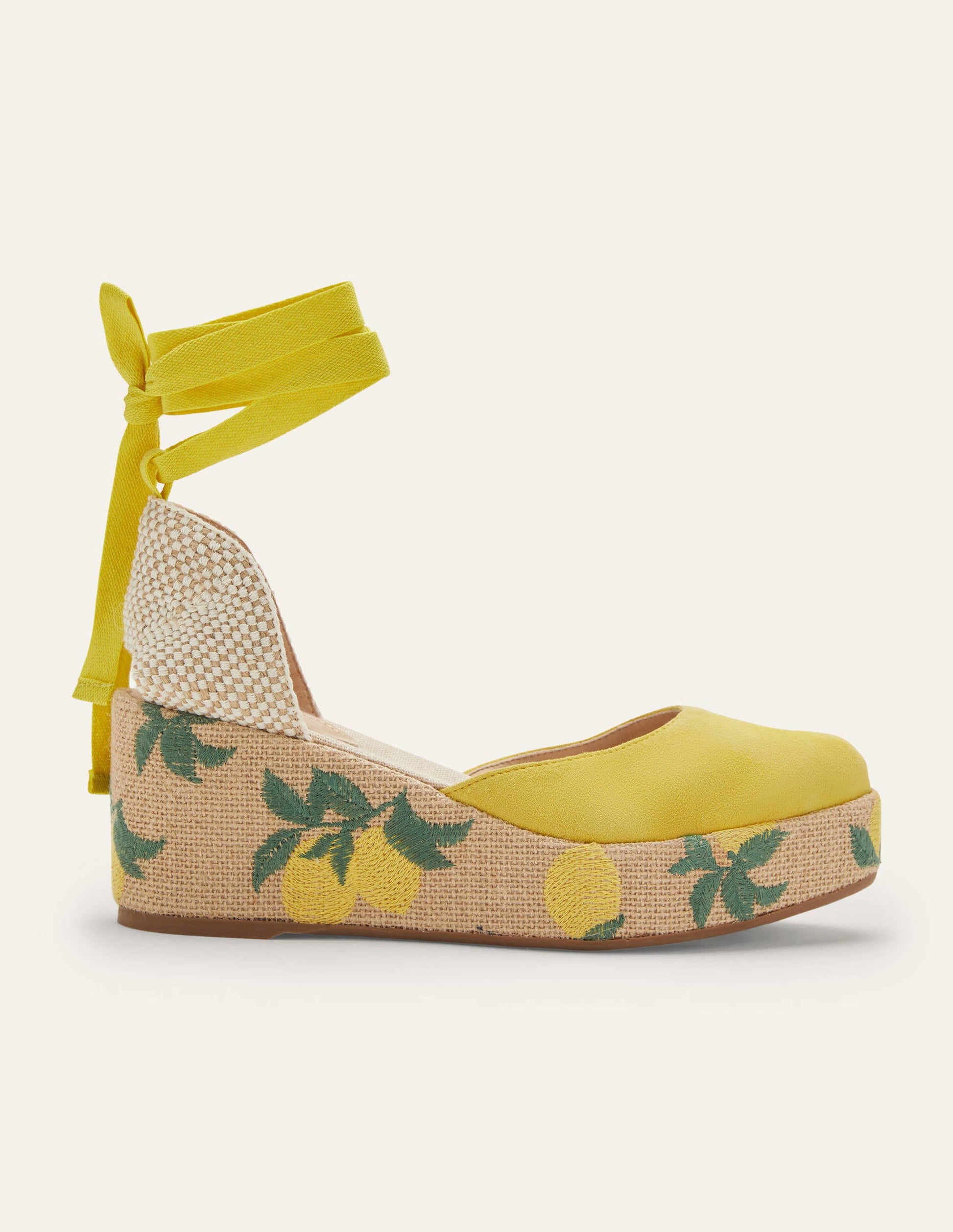 High Espadrille Wedges-Embroidered Lemon-2