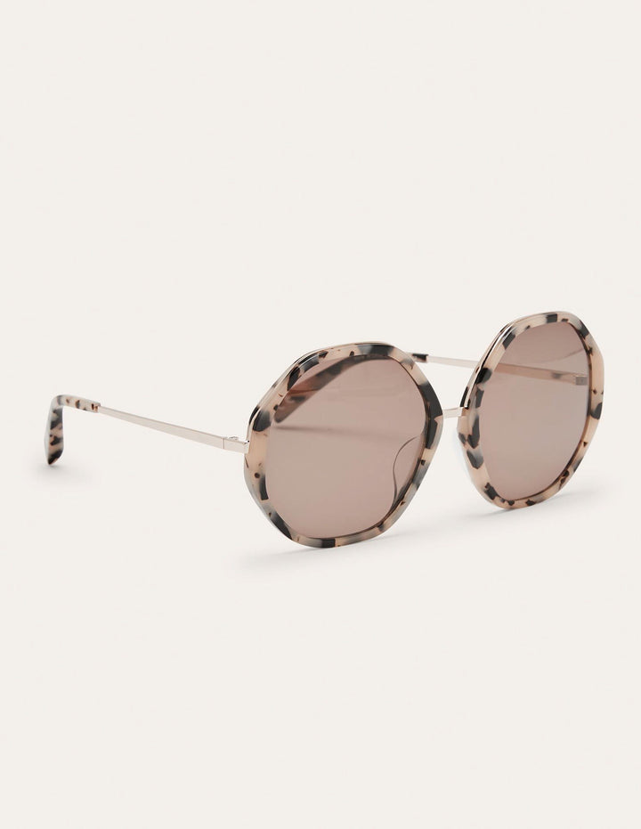 Octagonal Sunglasses-Black and White Tort