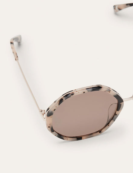 Achteckige Sonnenbrille-Schwarz-Weiß, Schildpattmuster