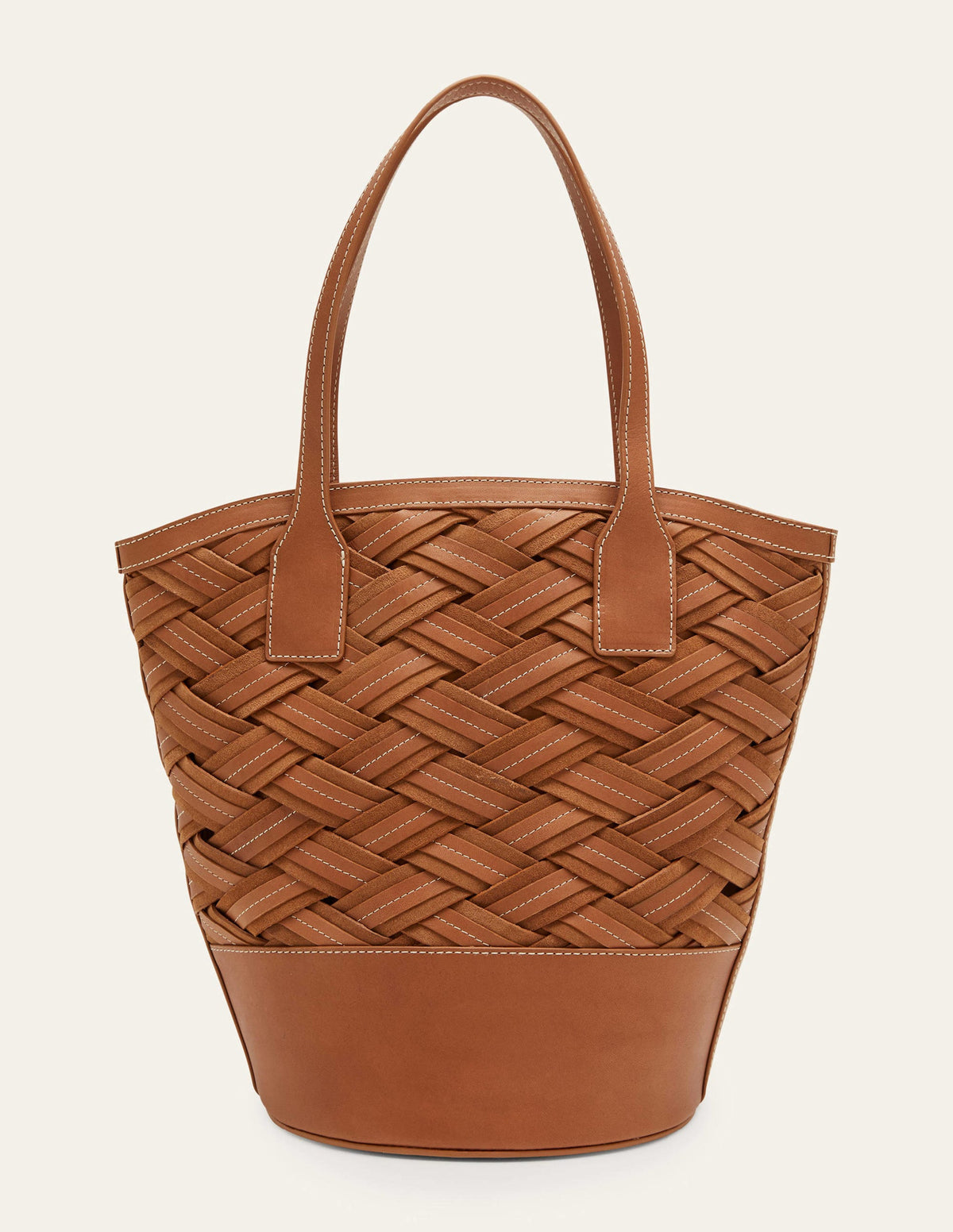 Gewebte Ledertasche-Hellbraun - Image 1