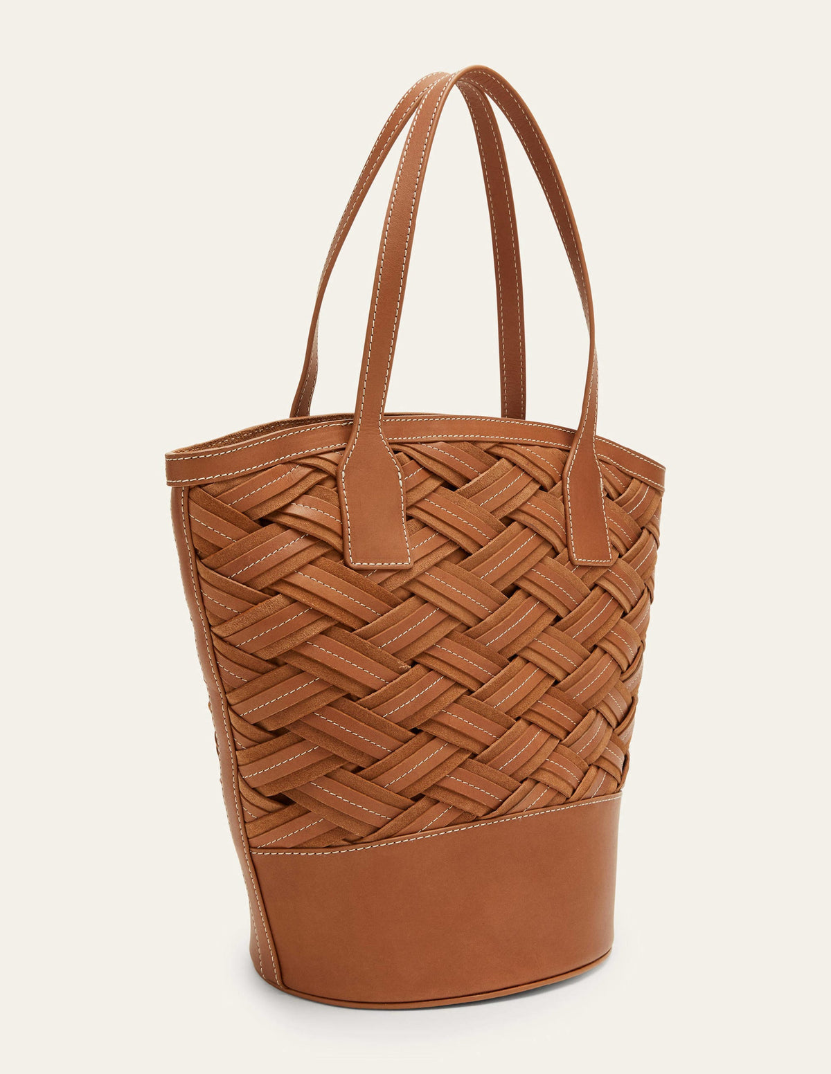 Gewebte Ledertasche-Hellbraun - Image 2