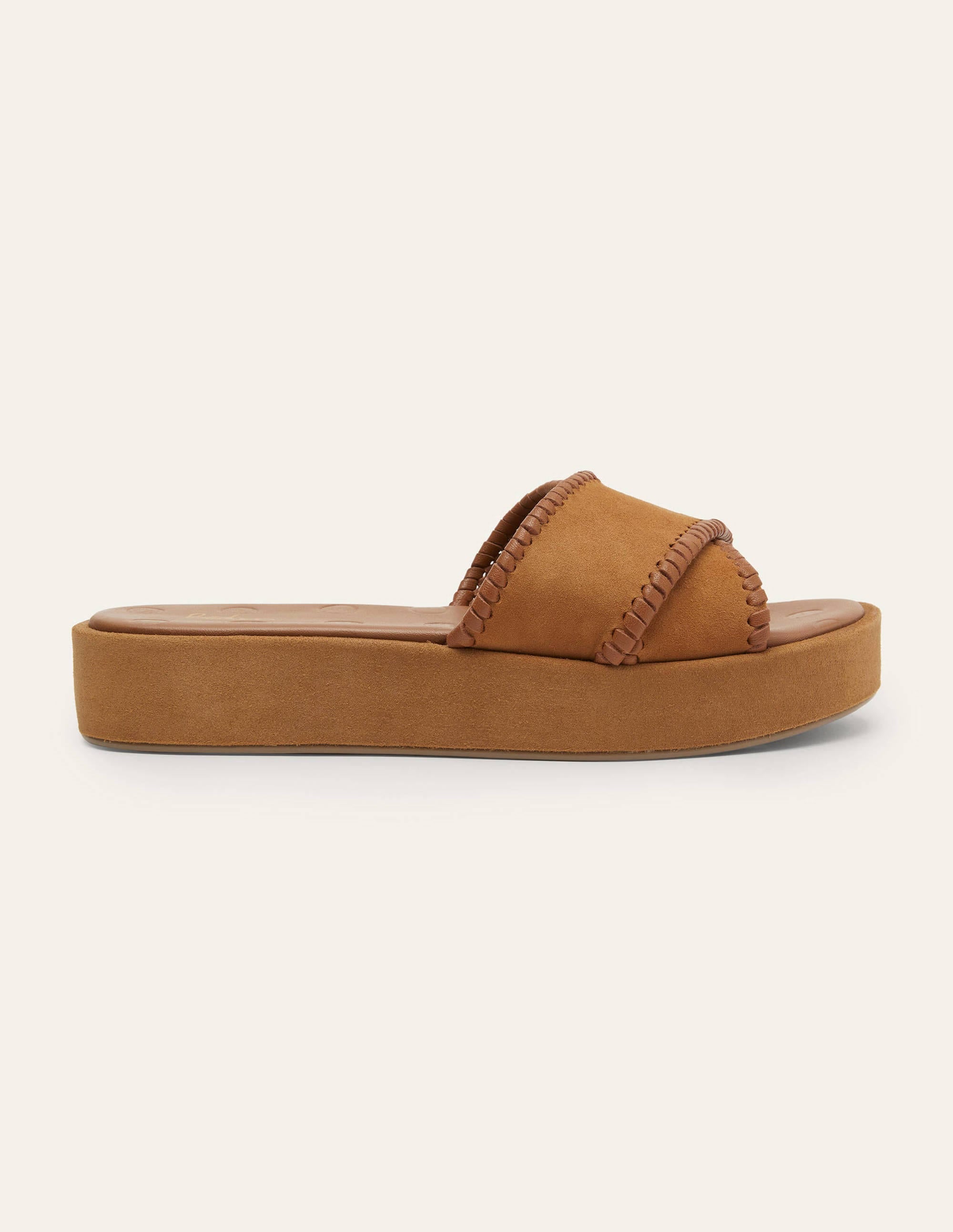 Plateausandalen aus Veloursleder-Hellbraun - Image 3