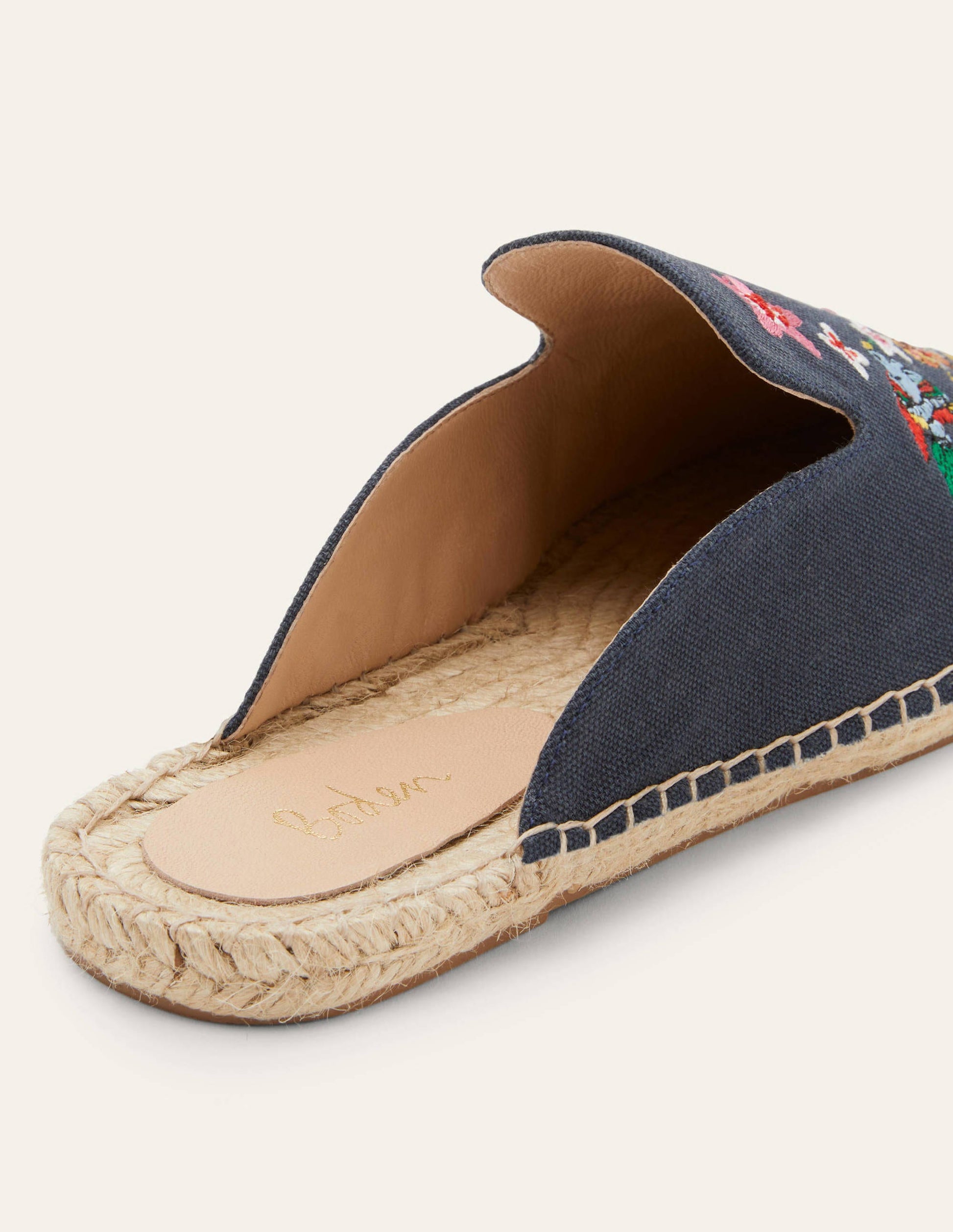 Embroidered Mule Espadrilles-French Navy, Exotic Paradise-3