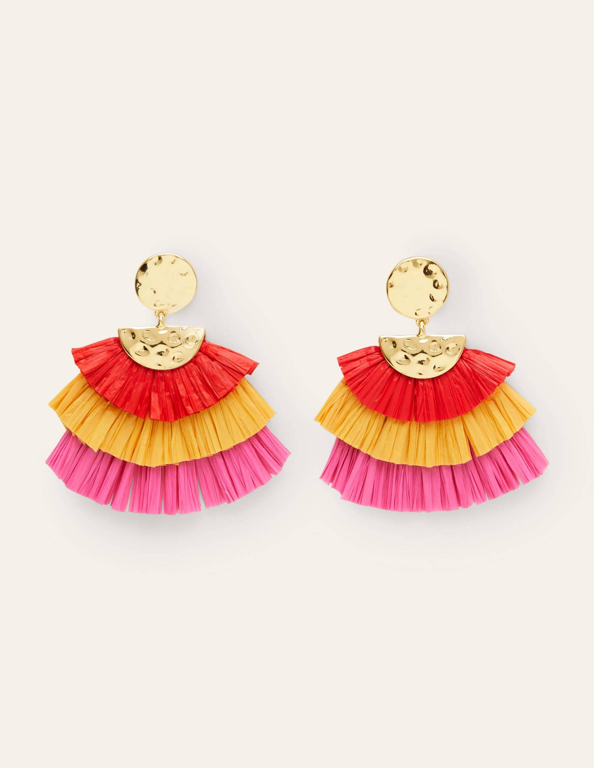 Boucles d'oreilles martelées à franges-Multi-3