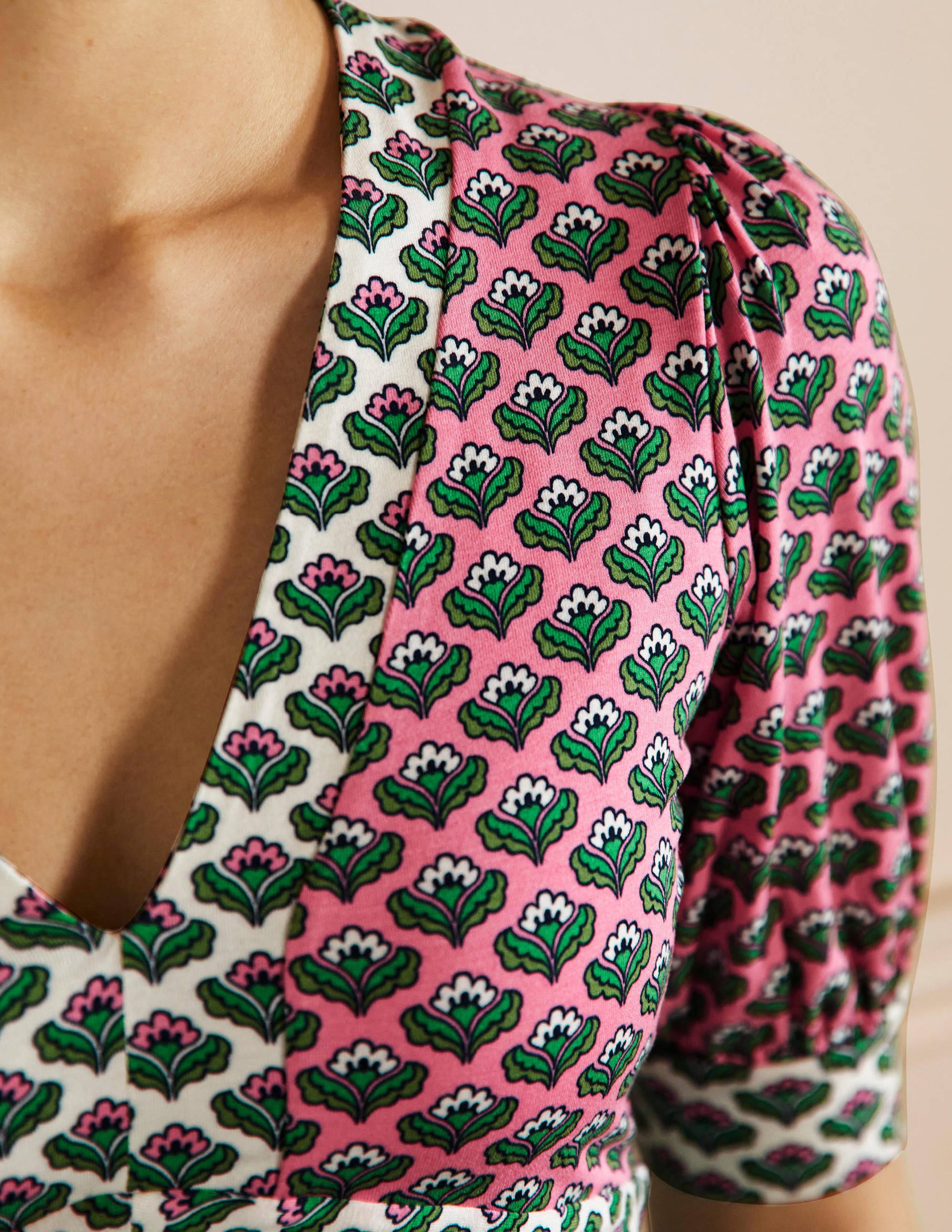 Robe midi Eva en jersey-Motif Oriental Bud azalée - Image 2
