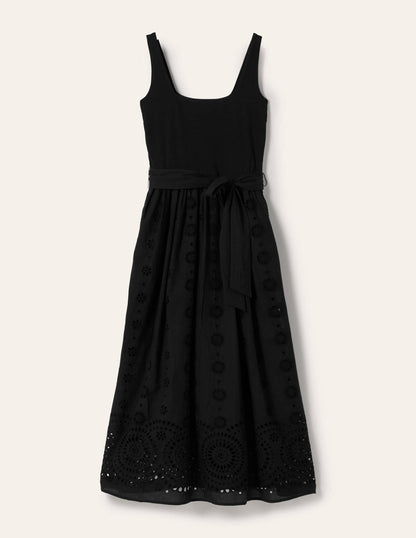 Midikleid mit Lochstickereimix-Schwarz-5